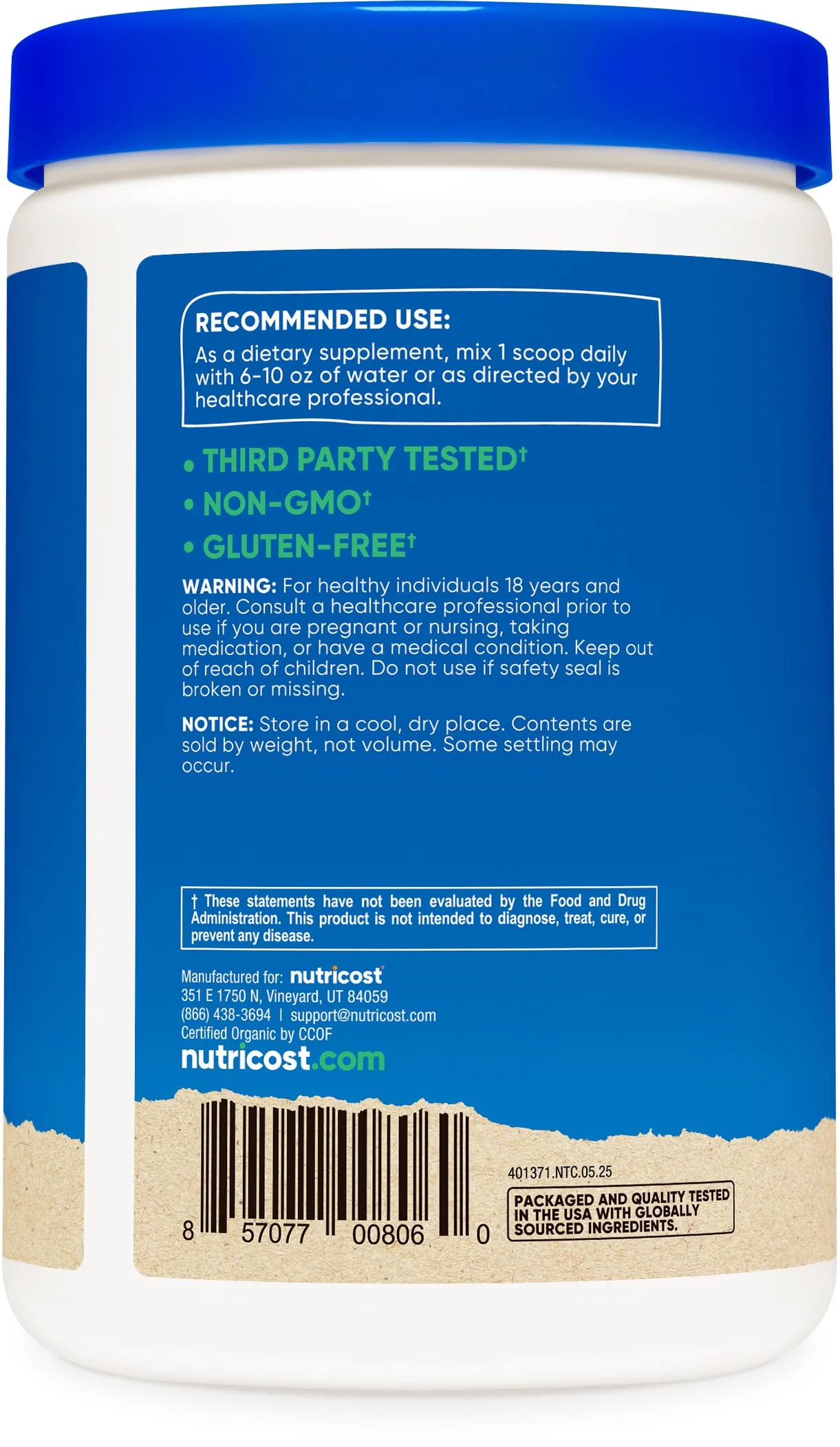 Nutricost Organic Cordyceps Mushroom Powder 250 Grams - USDA Certified Organic, Non-GMO, Gluten Free - Image 3