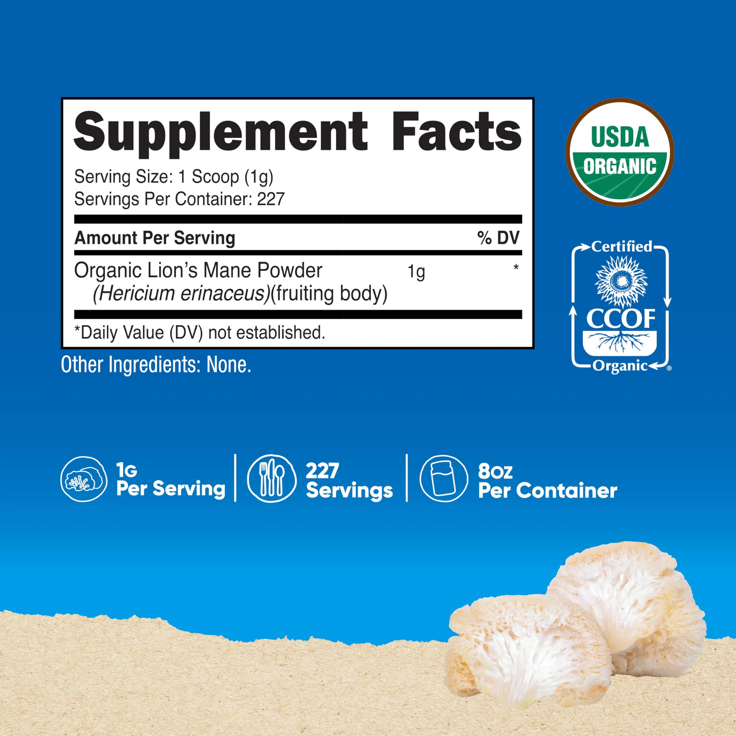 Nutricost Organic Lion's Mane Mushroom Powder (8 oz) - 227 Servings, Certified USDA Organic Supplement - Image 5