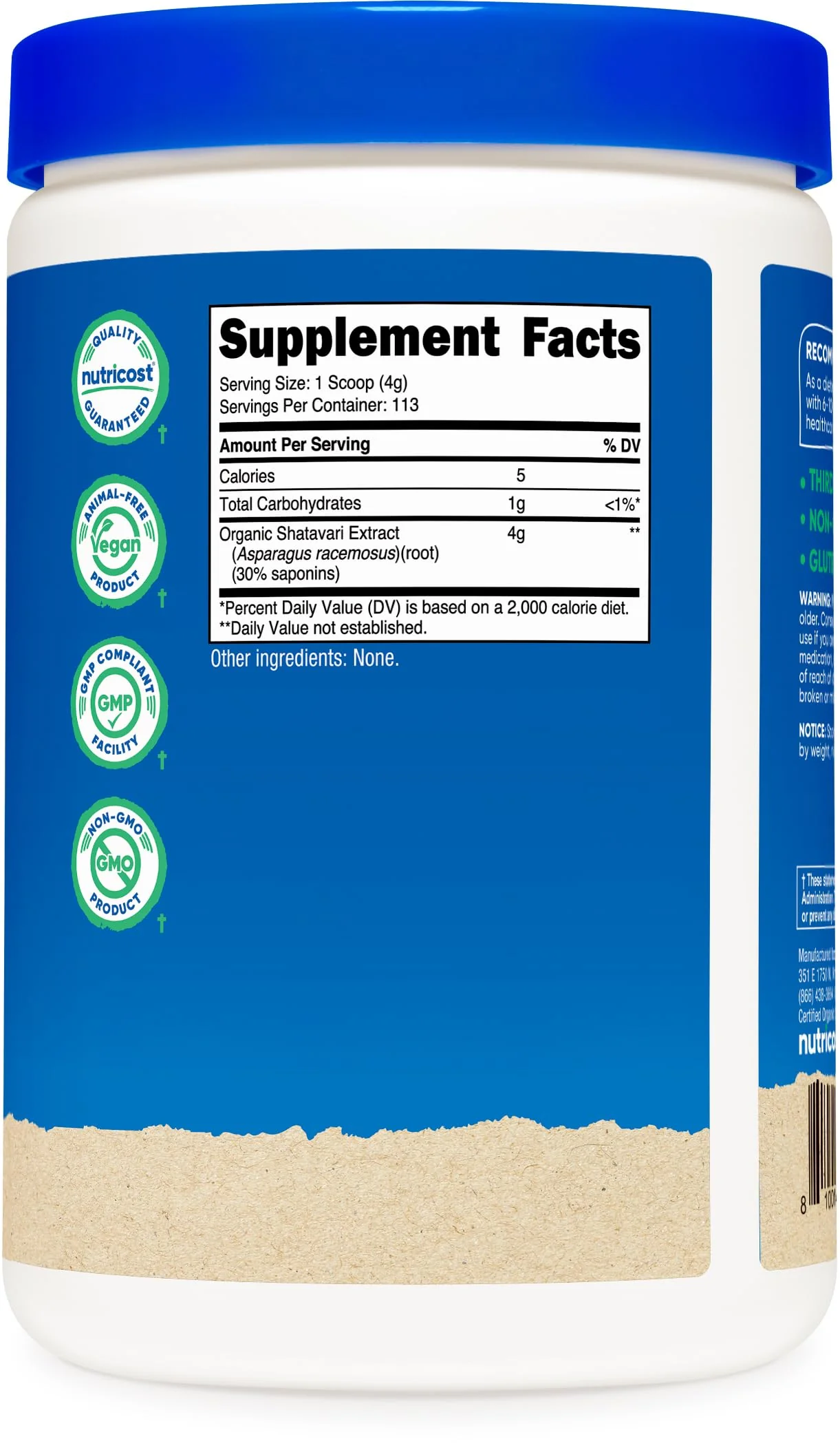 Nutricost Organic Shatavari Powder 1 LB - Certified USDA Organic, Non-GMO, Gluten Free, and Vegetarian Friendly - Image 2