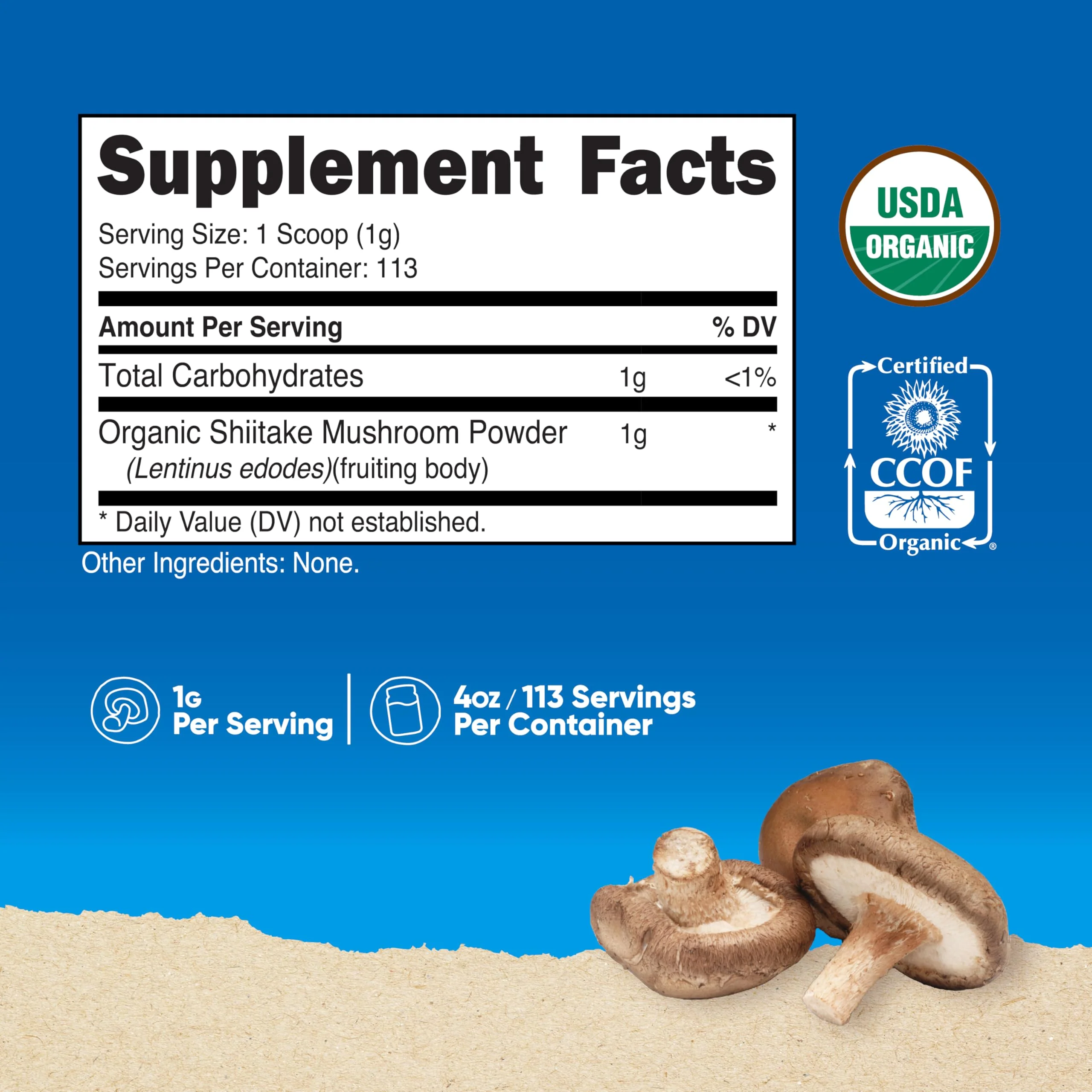 Nutricost Organic Shiitake Mushroom Powder 4 oz - Gluten Free, Non-GMO - Image 5