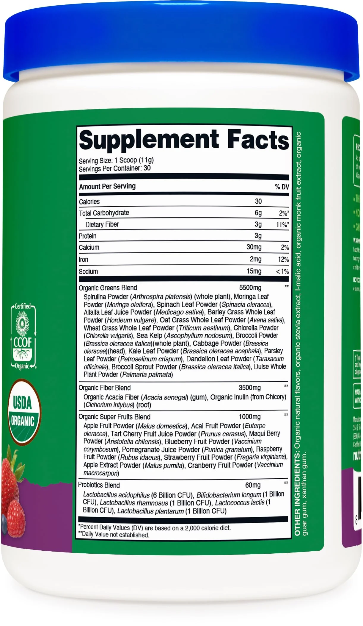 Nutricost Organic Super Greens Powder (30 Servings) Mixed Berry Flavor - Superfood Supplement Drink Mix - Image 3