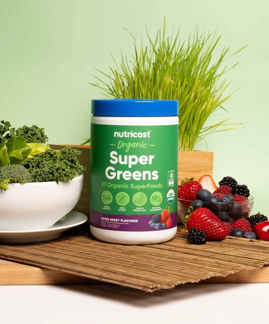 Nutricost Organic Super Greens Powder (30 Servings) Mixed Berry Flavor - Superfood Supplement Drink Mix - Image 5