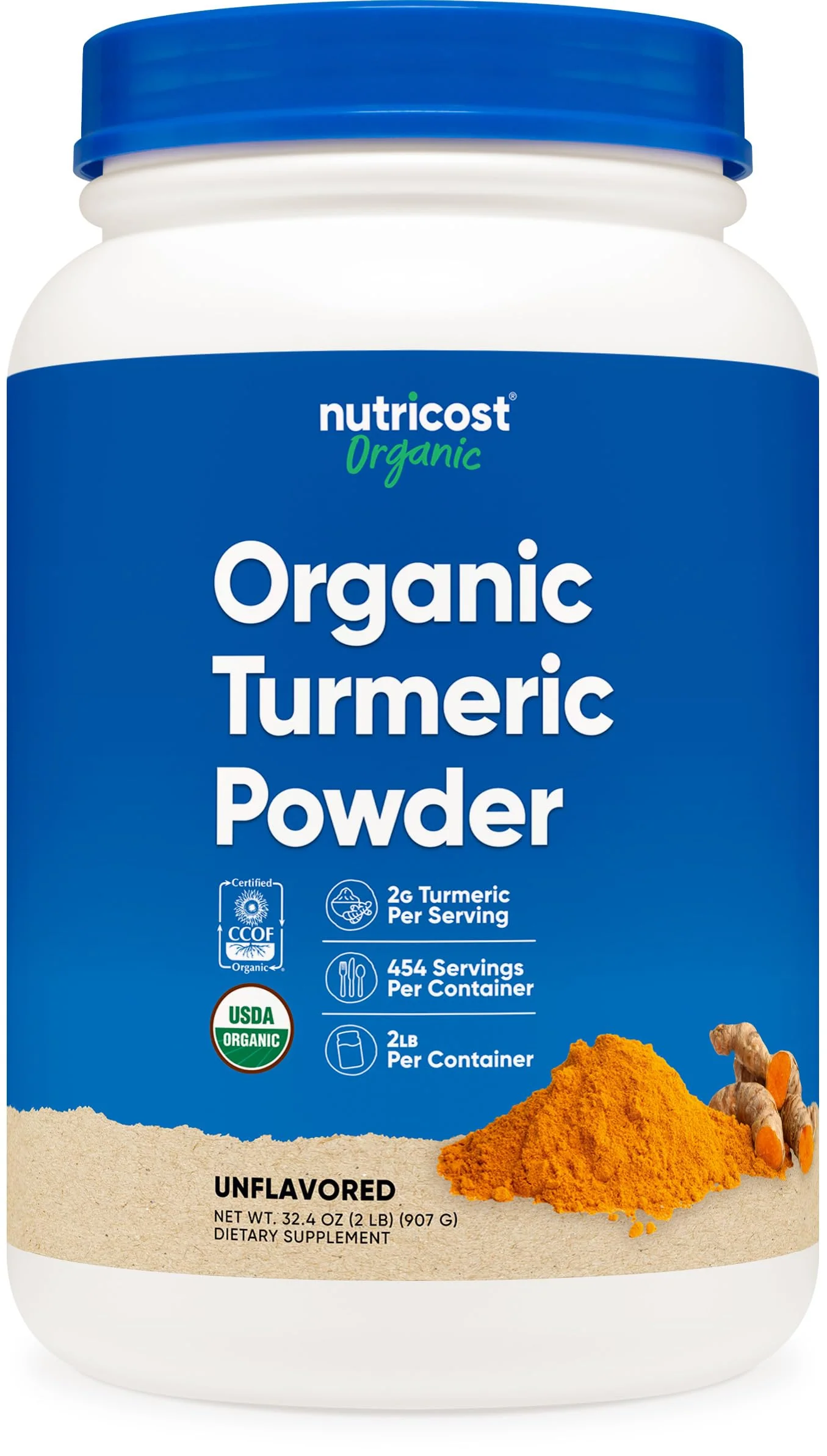 Nutricost Organic Turmeric Powder 2 LBS - Certified USDA Organic, Food Grade, Gluten Free, Non-GMO
