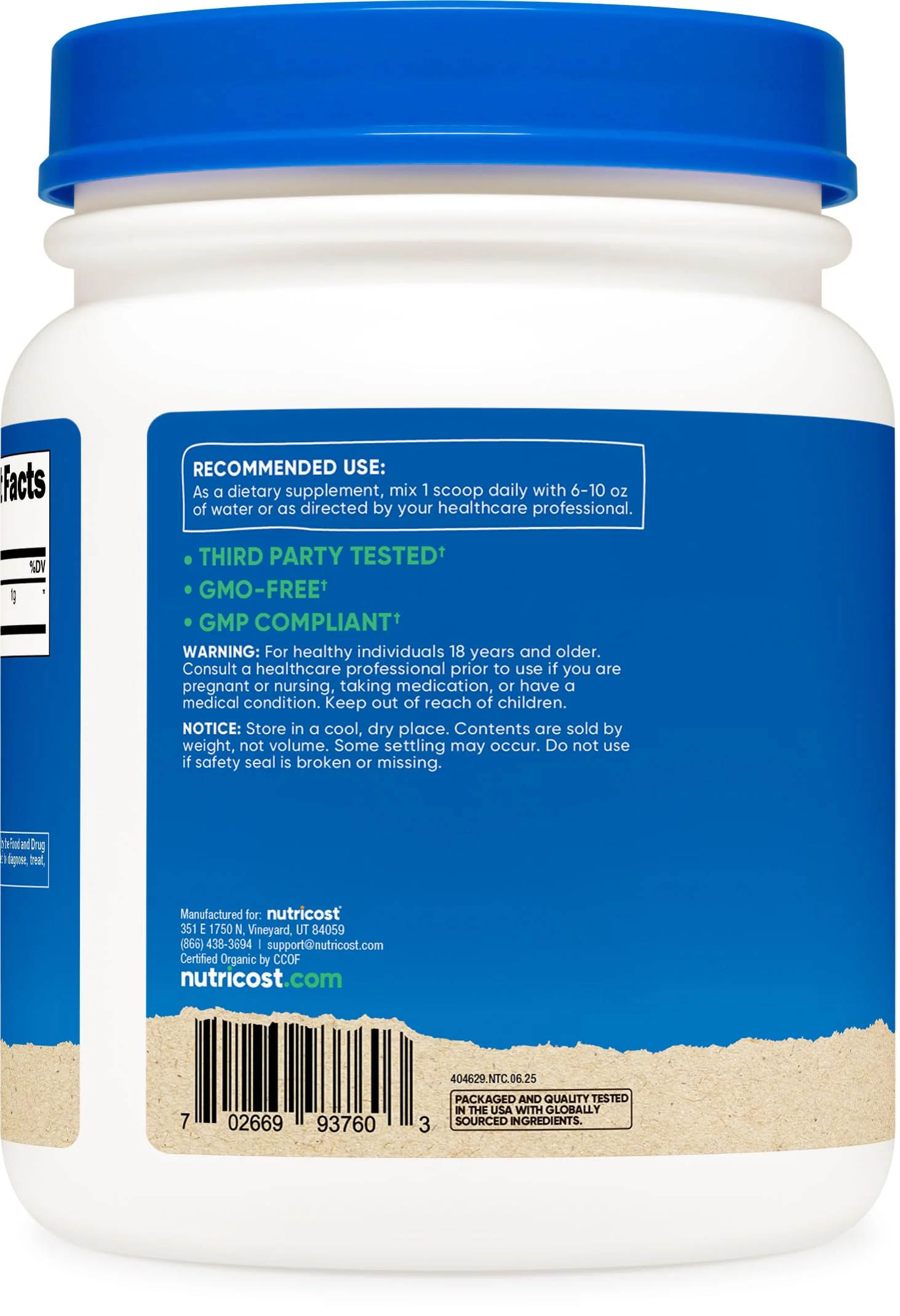 Nutricost Organic Wheatgrass Powder 1 LB - Non-GMO Superfood - Image 3