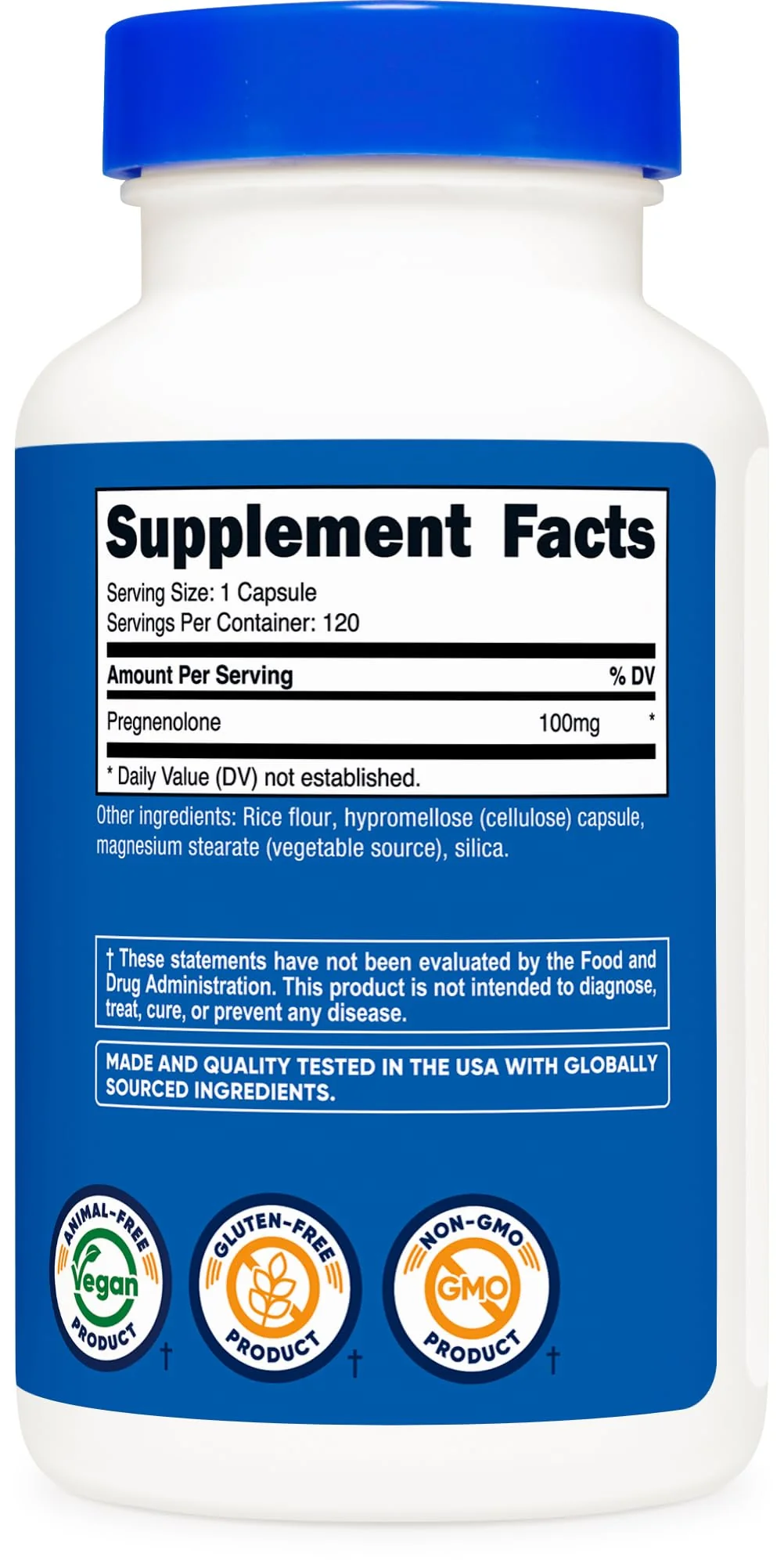 Nutricost Pregnenolone 100mg, 120 Capsules - Non-GMO, Gluten Free, Vegetarian Capsules - Image 2
