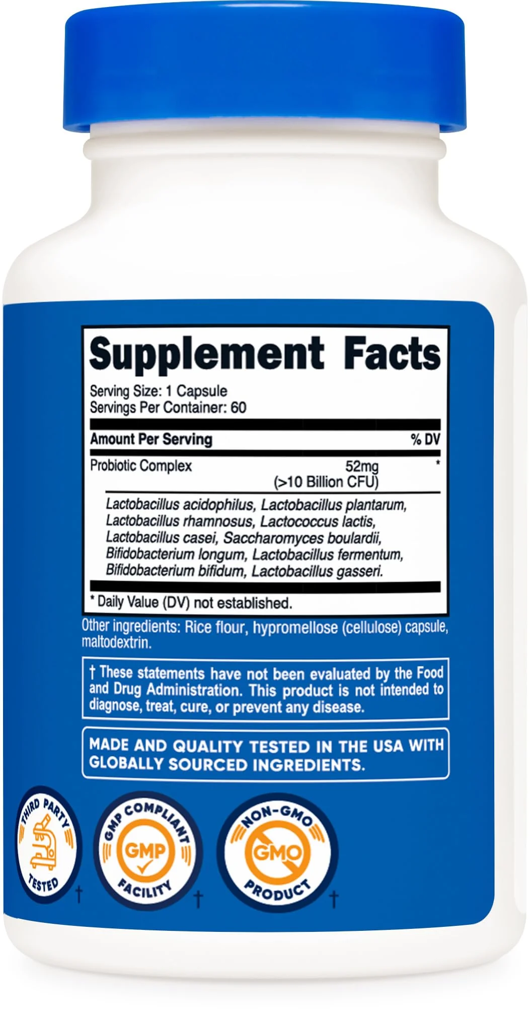 Nutricost Probiotic Complex (10 Billion CFU) 60 Capsules - Acidophilus Plus 9 Other Probiotics, Non-GMO, Gluten Free Supplement - Image 2