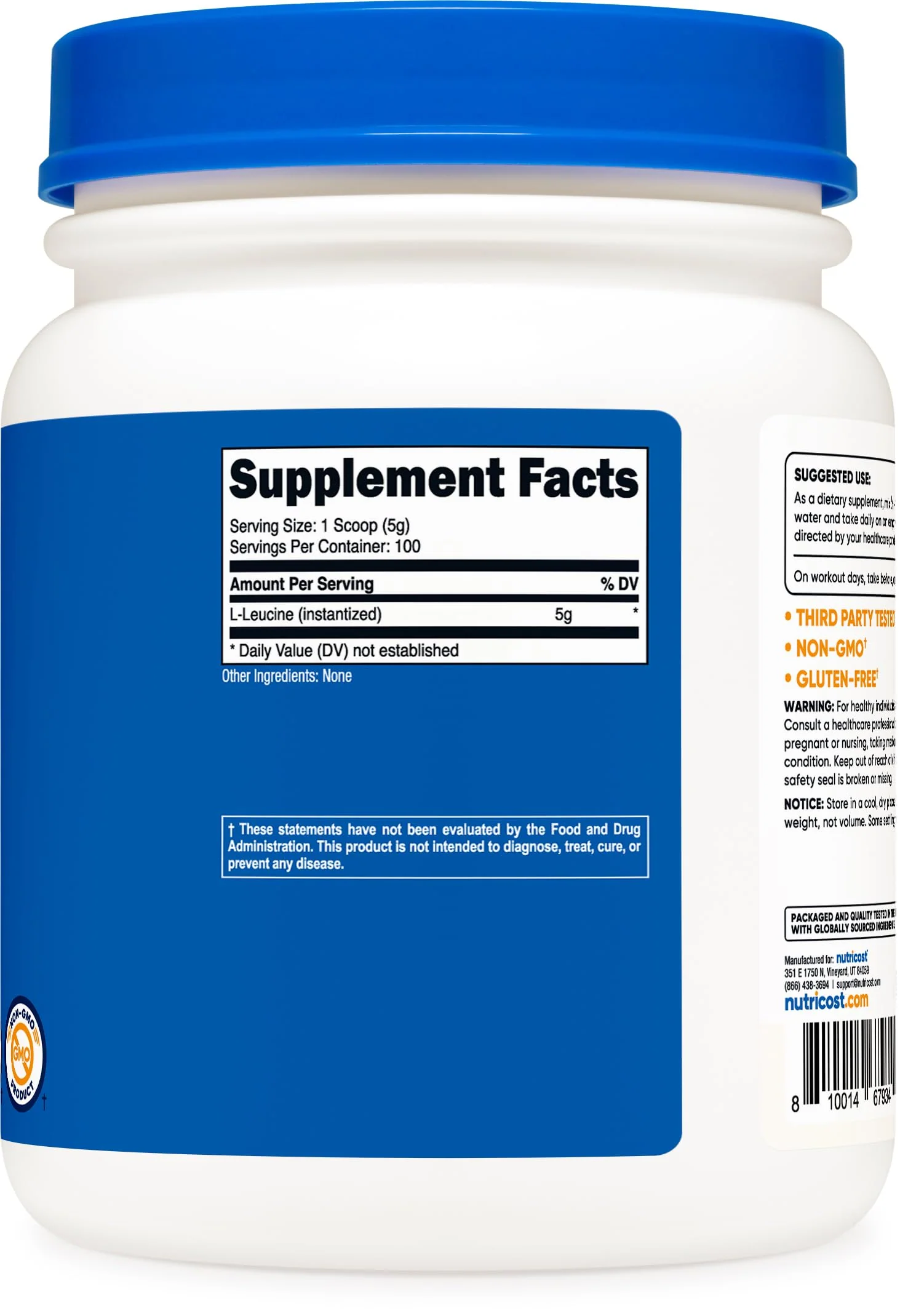 Nutricost Pure L-Leucine Powder 500 Grams - Image 2