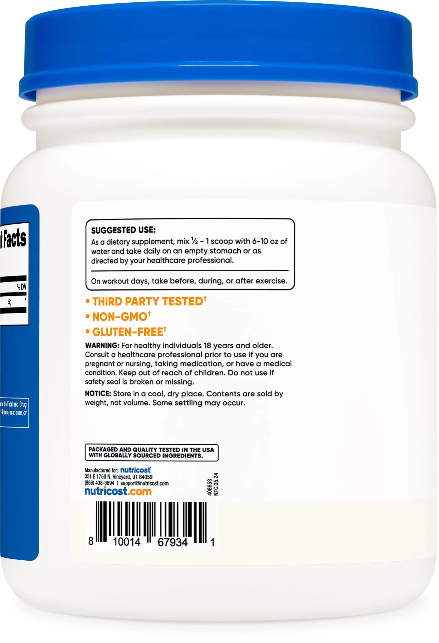 Nutricost Pure L-Leucine Powder 500 Grams - Image 3