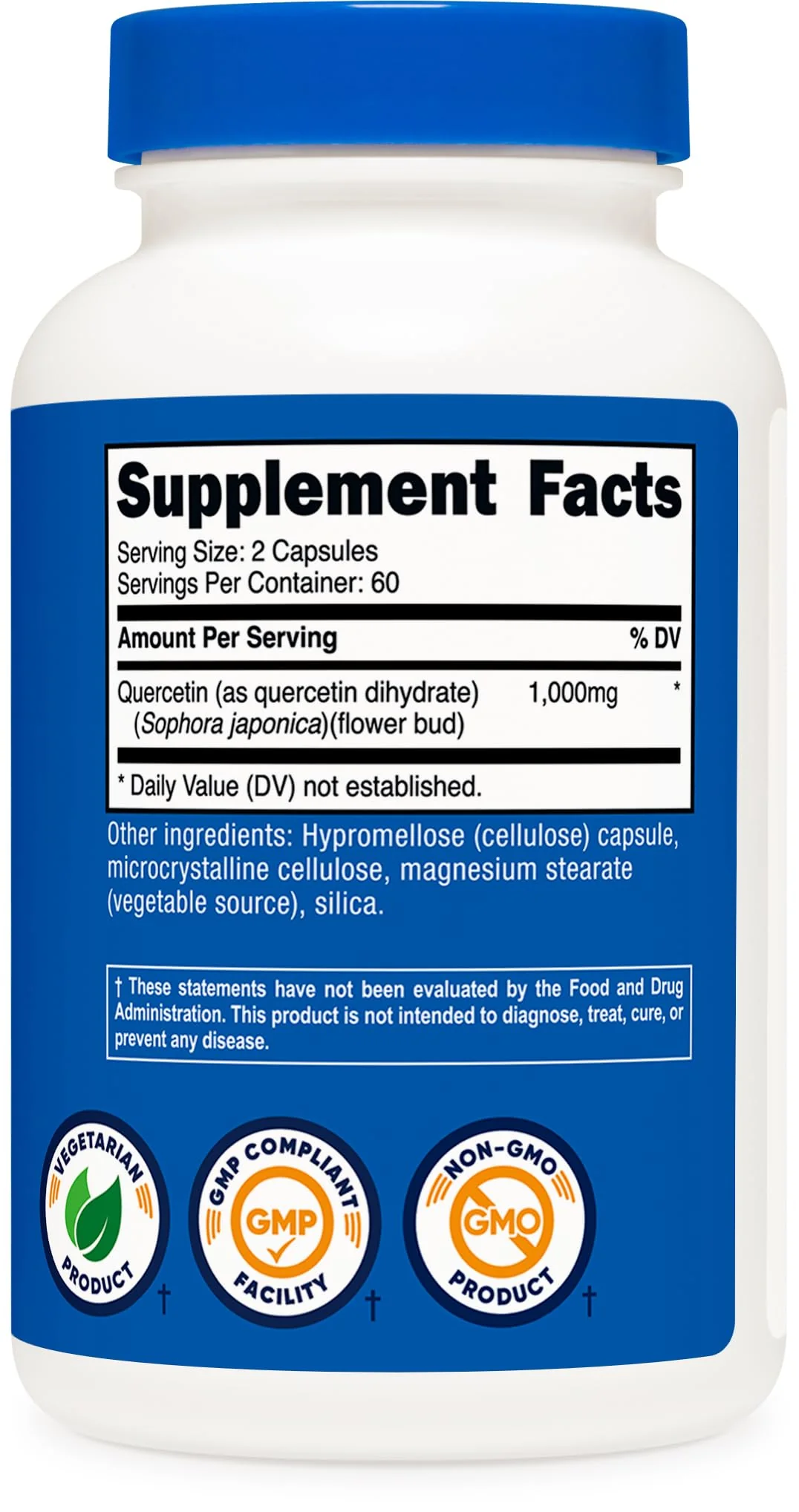 Nutricost Quercetin 1000mg, 120 Capsules - Vegetarian Capsules, 60 Servings, 500mg Per Capsule, Non-GMO, Gluten Free - Image 2