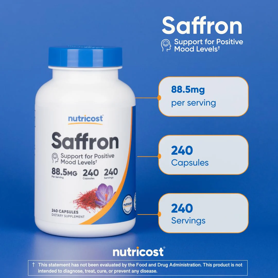 Nutricost Saffron Extract 88.5mg, 240 Capsules - Veggie Caps, Non-GMO, Gluten Free - Image 4