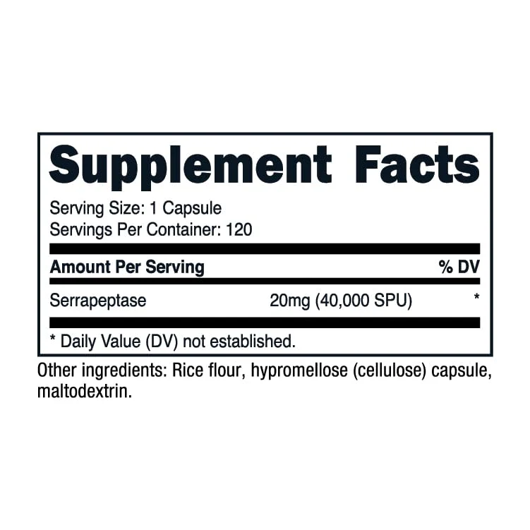 Nutricost Serrapeptase 40,000 SPU, 120 Capsules - Gluten Free, Non-GMO, and Vegetarian Friendly - Image 2