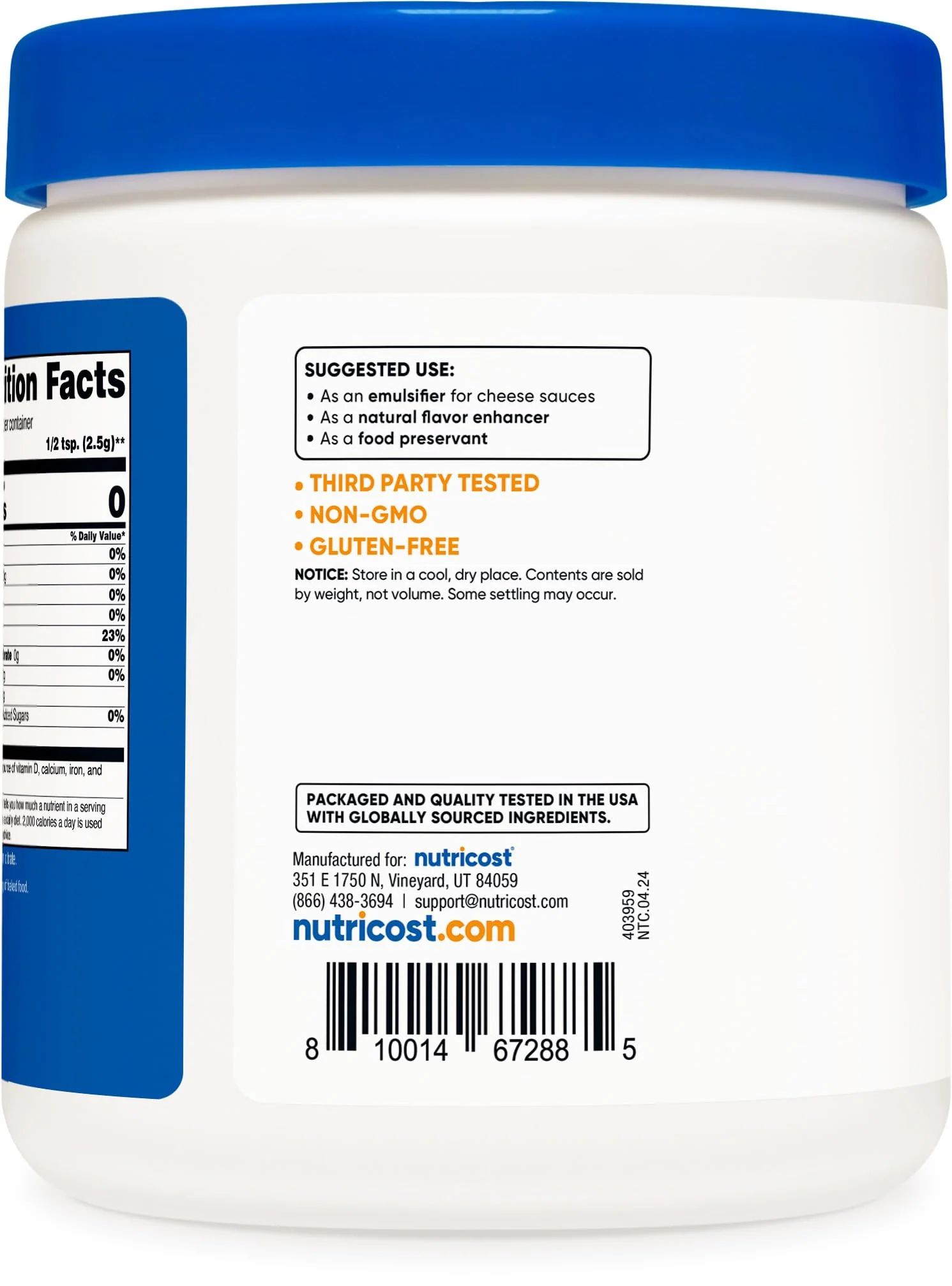 Nutricost Sodium Citrate Powder 1LB (16oz) - Food Grade, Non-GMO - Emulsifier, Natural Flavor Enhancer, Food Preservant - Image 3