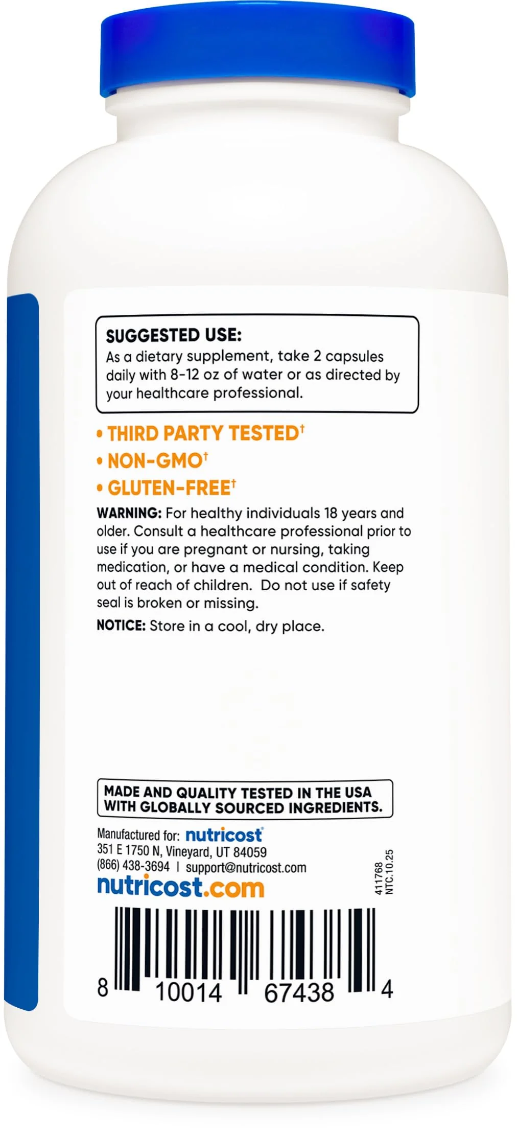 Nutricost Strontium Capsules 750mg, 240 Capsules - Vegetarian, Non-GMO, Gluten Free - Image 3