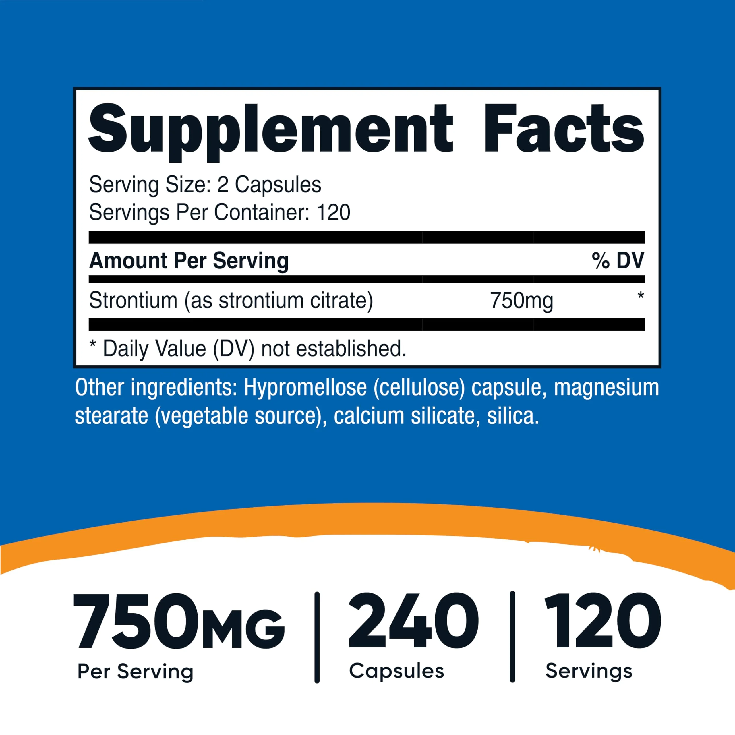 Nutricost Strontium Capsules 750mg, 240 Capsules - Vegetarian, Non-GMO, Gluten Free - Image 5