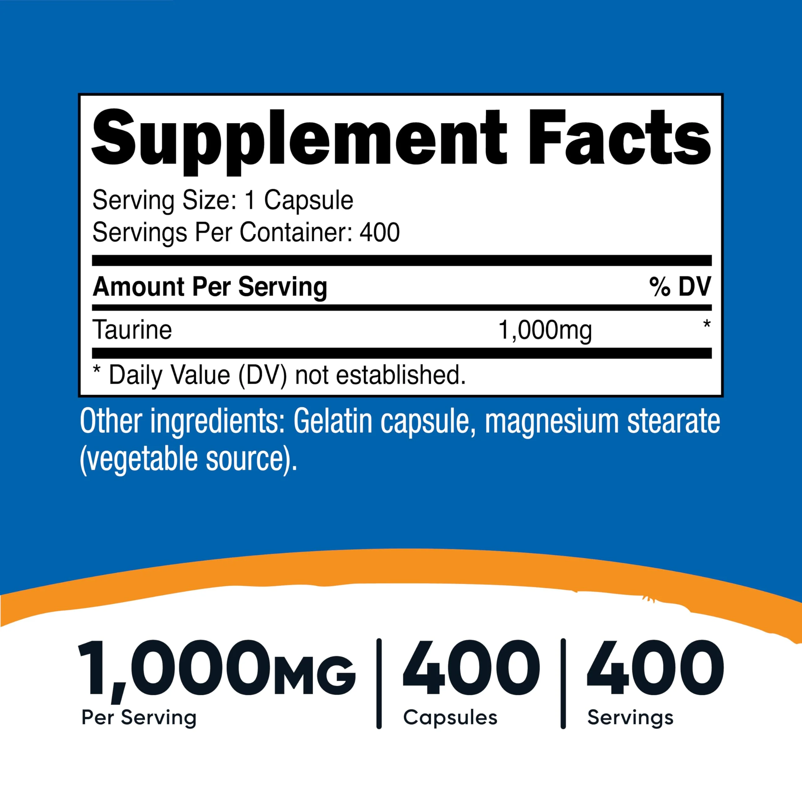 Nutricost Taurine 1000mg, 400 Capsules - Image 5