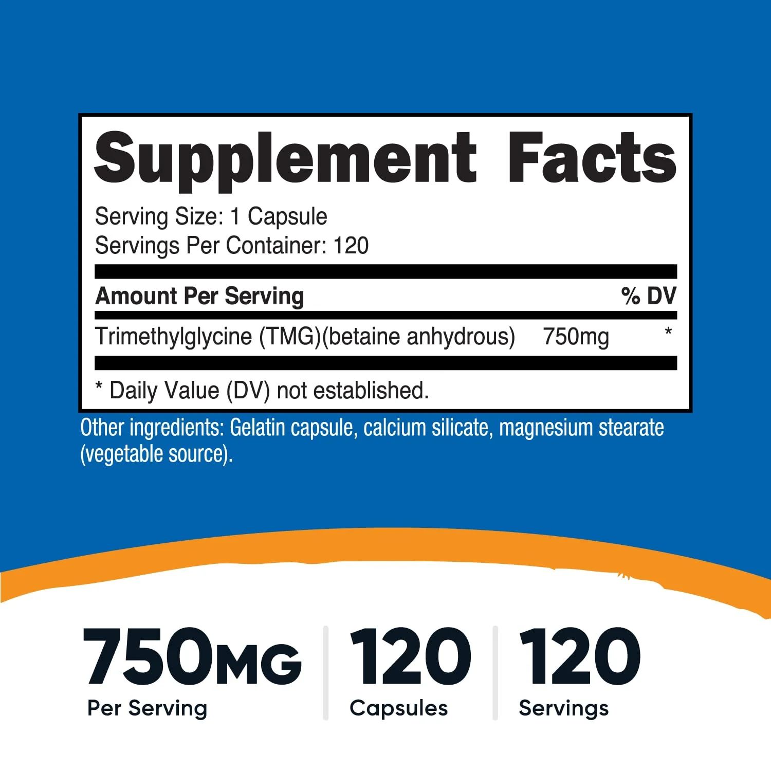 Nutricost TMG (Trimethylglycine) 750mg, 120 Capsules - Image 6