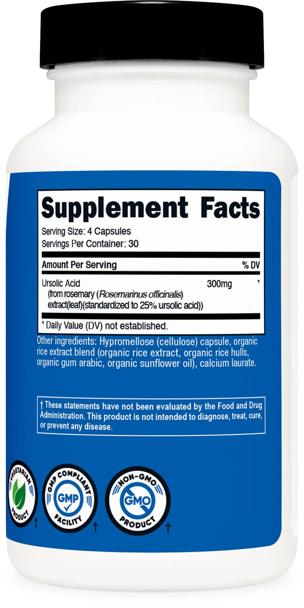 Nutricost Ursolic Acid 300mg, 120 Capsules - Vegetarian, Non GMO, Gluten Free, Soy Free - Image 2