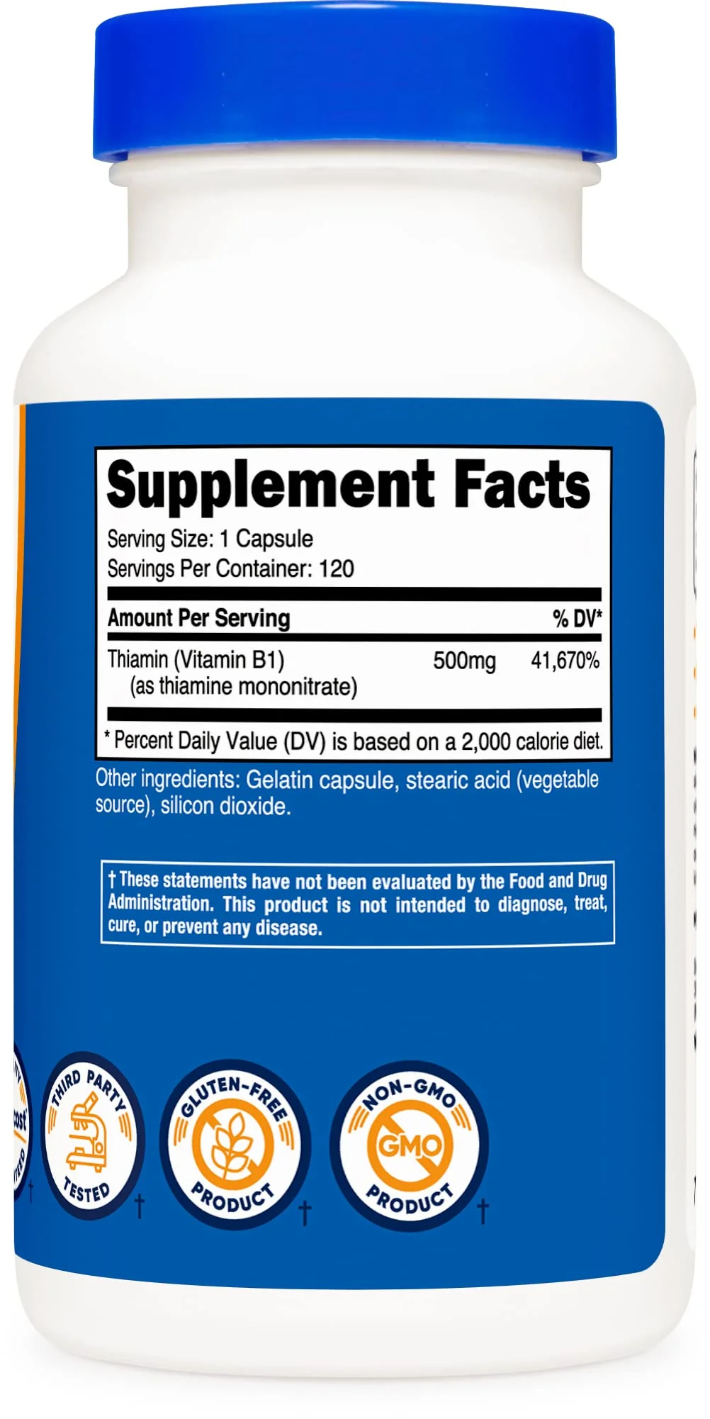 Nutricost Vitamin B1 (Thiamin) 500mg, 120 Capsules (3 Bottles) - Image 3