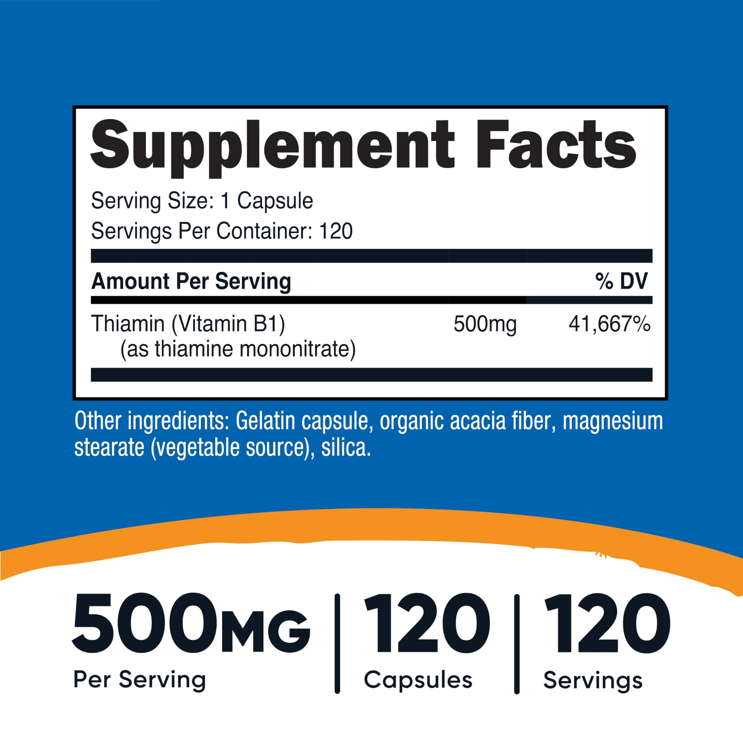 Nutricost Vitamin B1 (Thiamine) 500mg, 120 Capsules - Image 6