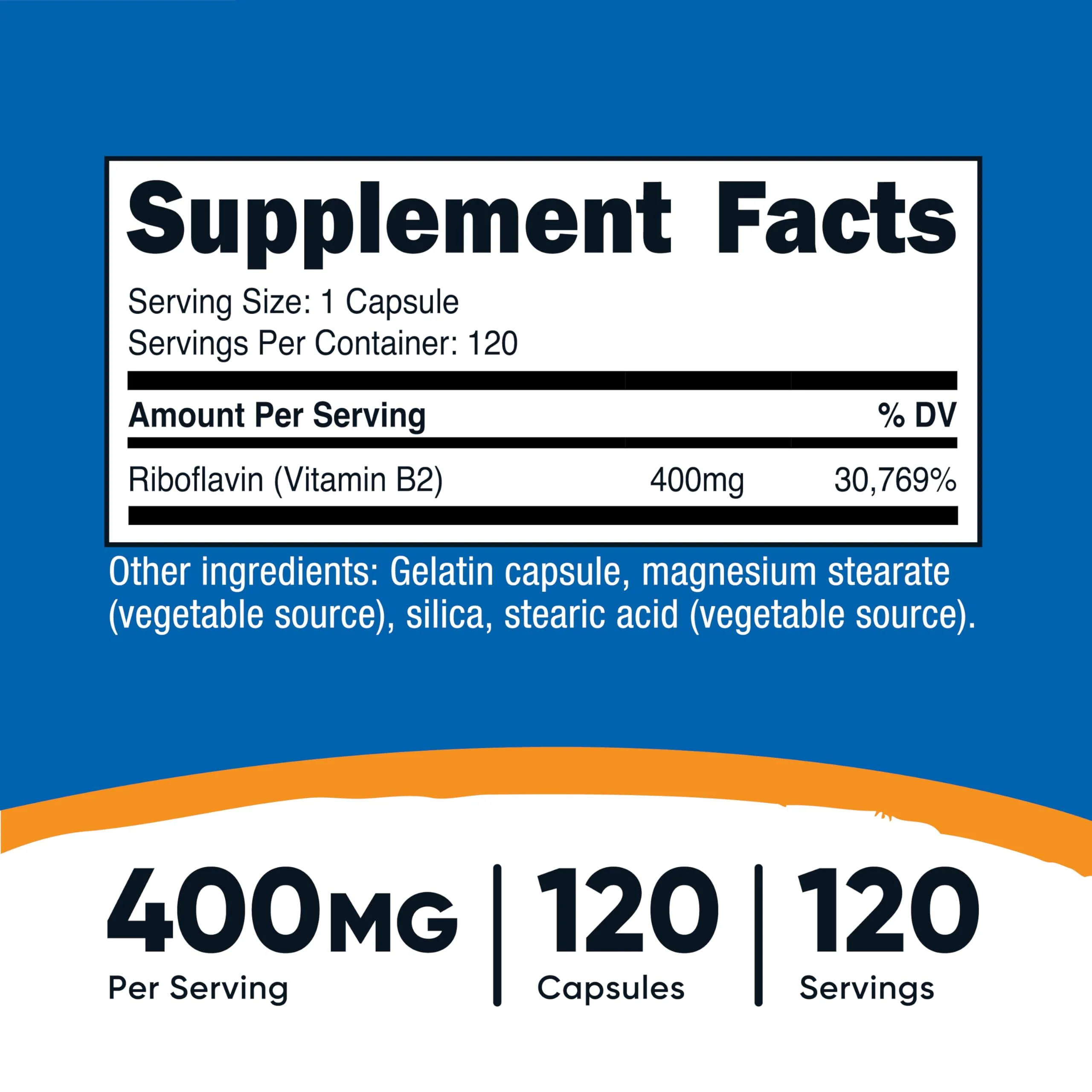 Nutricost Vitamin B2 (Riboflavin) 400mg, 120 Capsules - Gluten Free, Non-GMO - Image 5