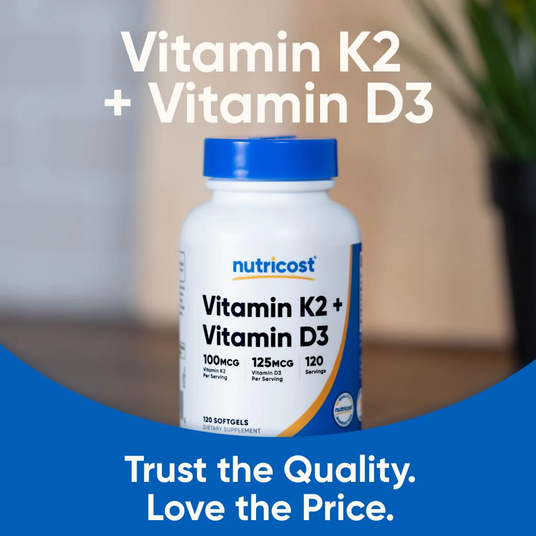 Nutricost Vitamin D3 + K2 (5000 IU D3 / 100mcg MK7), 120 Softgels – Gluten-Free & Non-GMO - Image 5