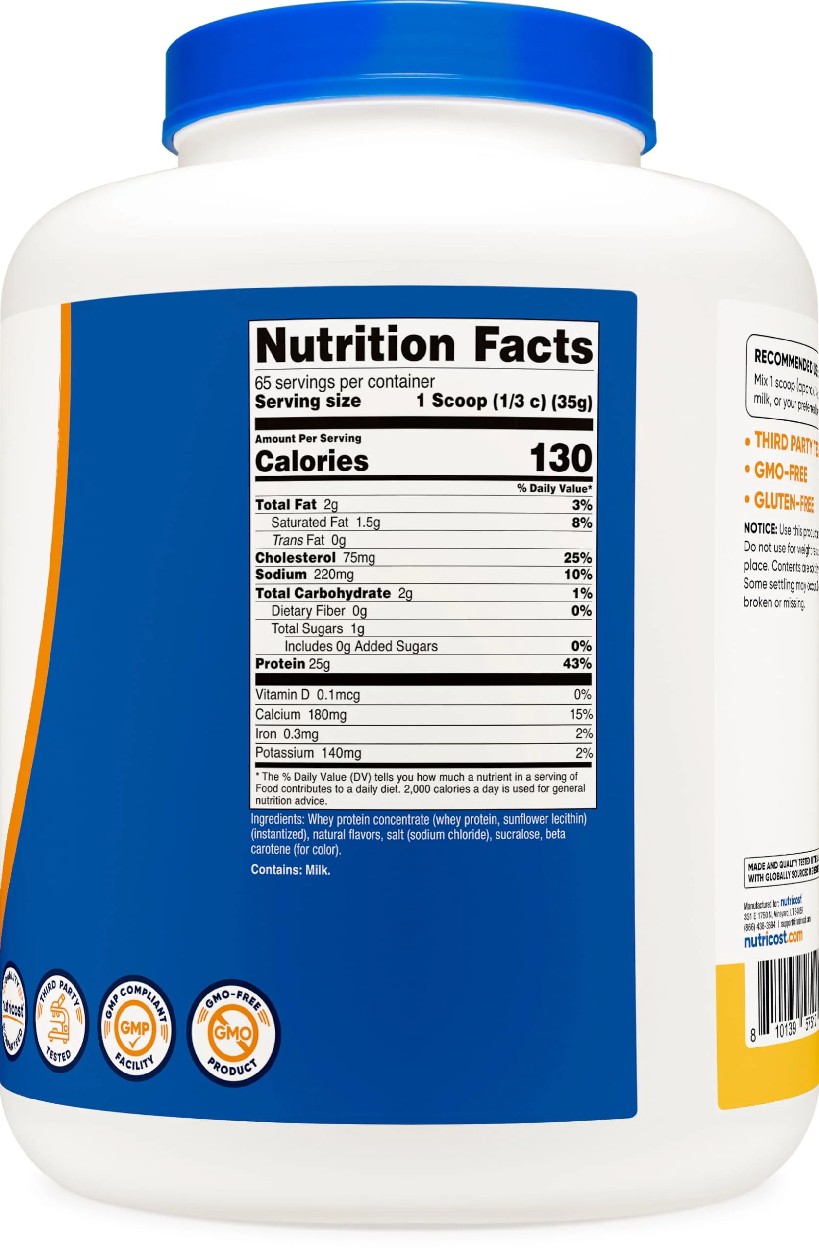 Nutricost Whey Protein Powder Pineapple (5 LBS) - Gluten-Free, GMO-Free, from Whey Protein Concentrate - Image 2