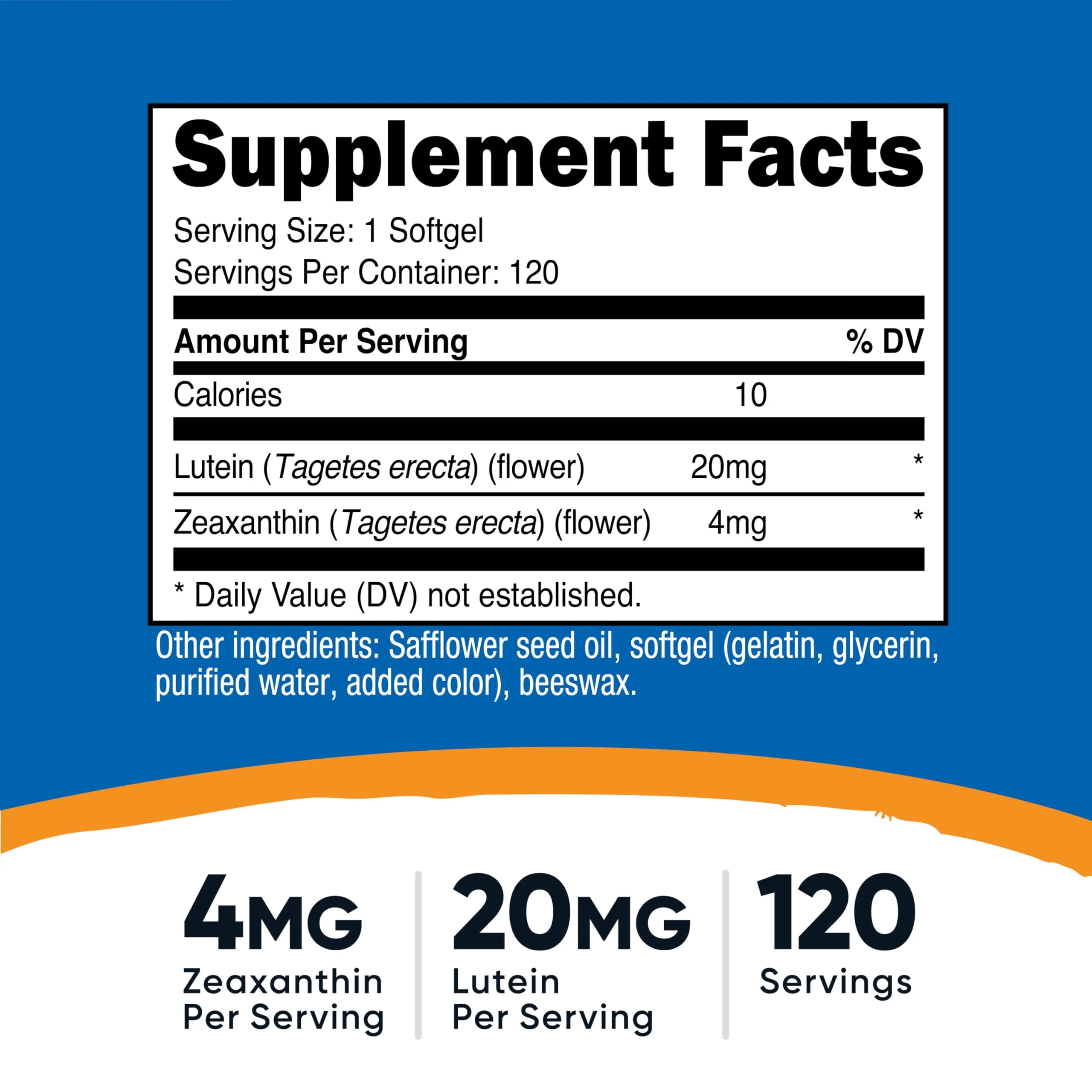 Nutricost Zeaxanthin with Lutein 20mg, 120 Softgels - Potent, Non-GMO, Gluten Free - Image 5