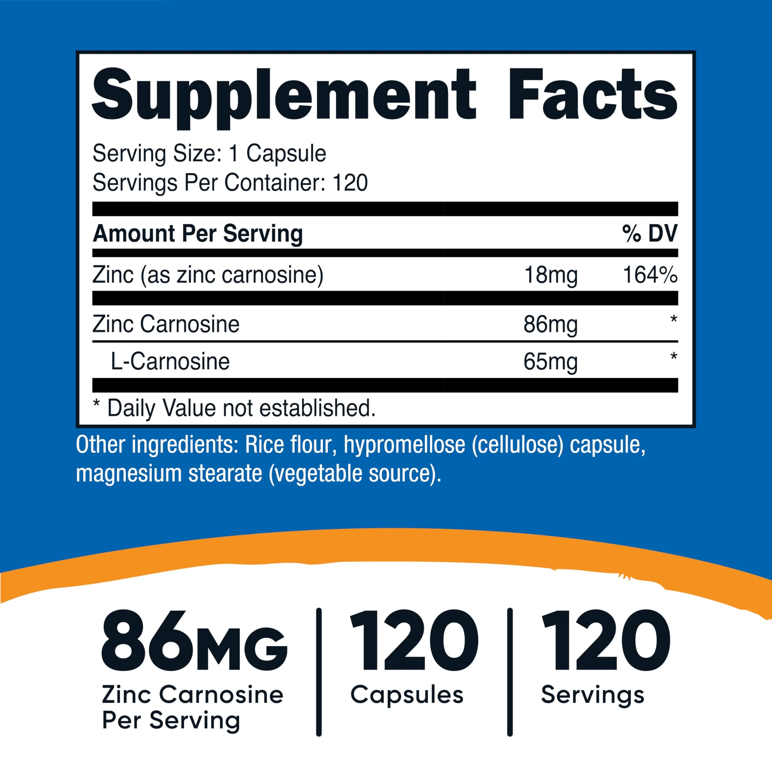 Nutricost Zinc Carnosine 86mg, 120 Capsules - Non-GMO, Gluten Free, Zinc L-Carnosine Supplement - Image 5