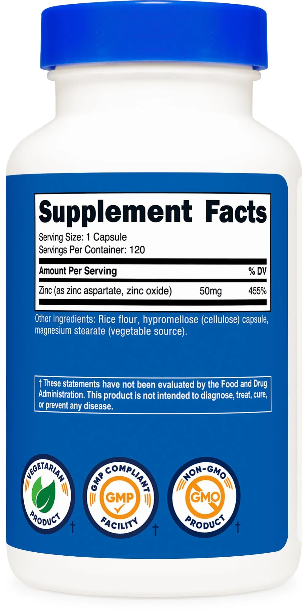 Nutricost Zinc Chelate 50mg, 120 Vegetarian Capsules - Gluten Free and Non-GMO - Image 2