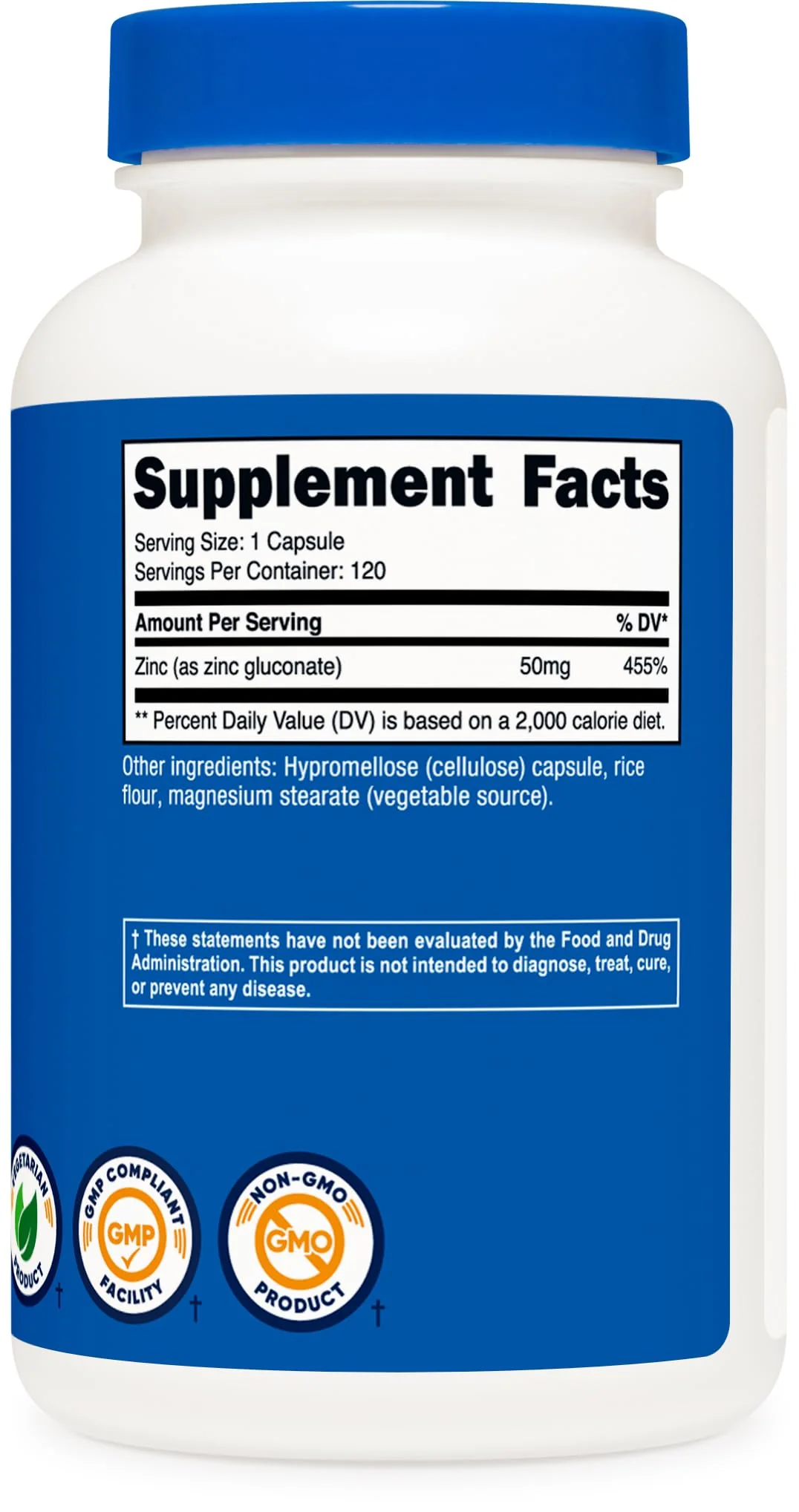 Nutricost Zinc Gluconate 120 Vegetarian Capsules (50mg) - Gluten Free and Non-GMO - Image 2