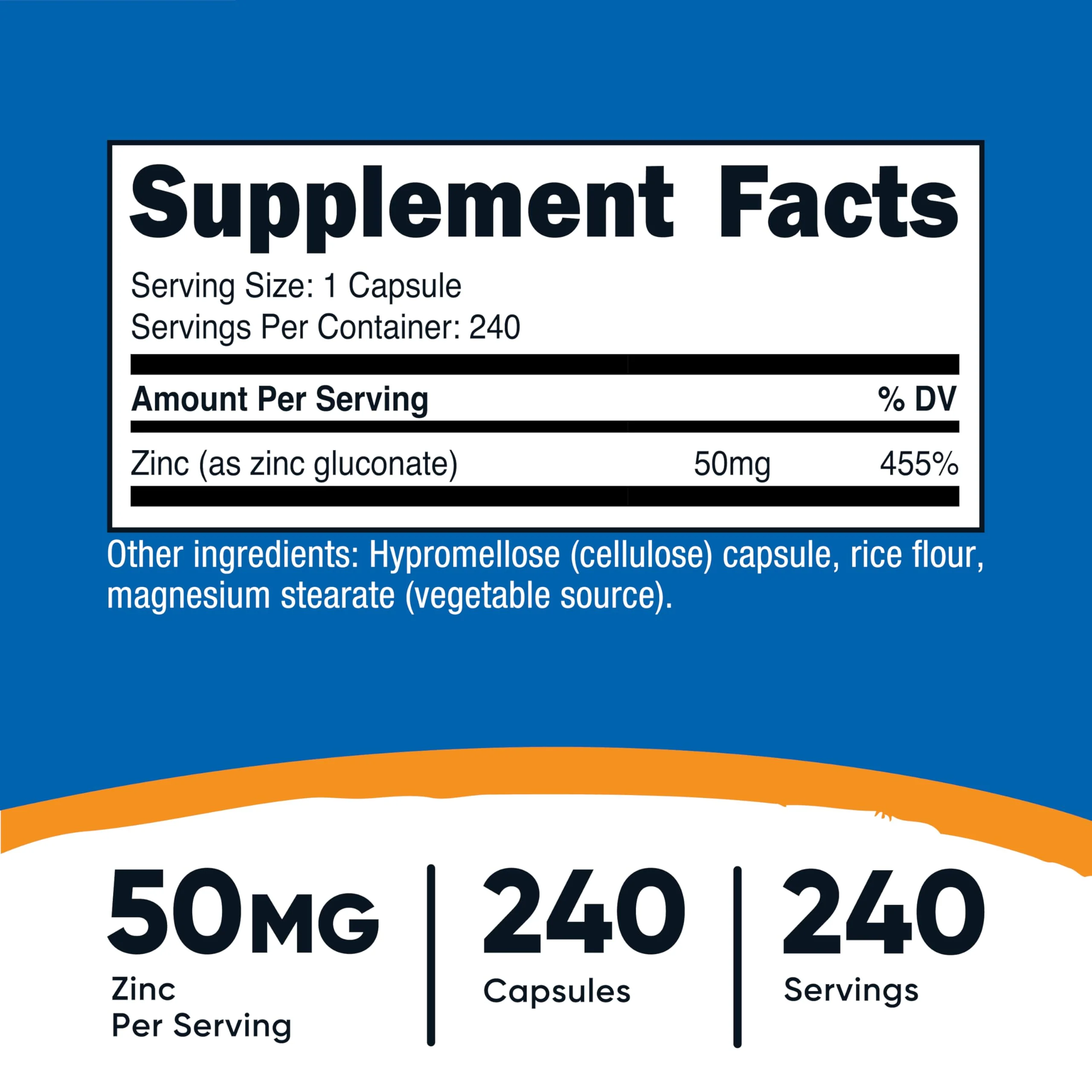 Nutricost Zinc Gluconate 240 Vegetarian Capsules (50mg) - Gluten Free and Non-GMO - Image 5