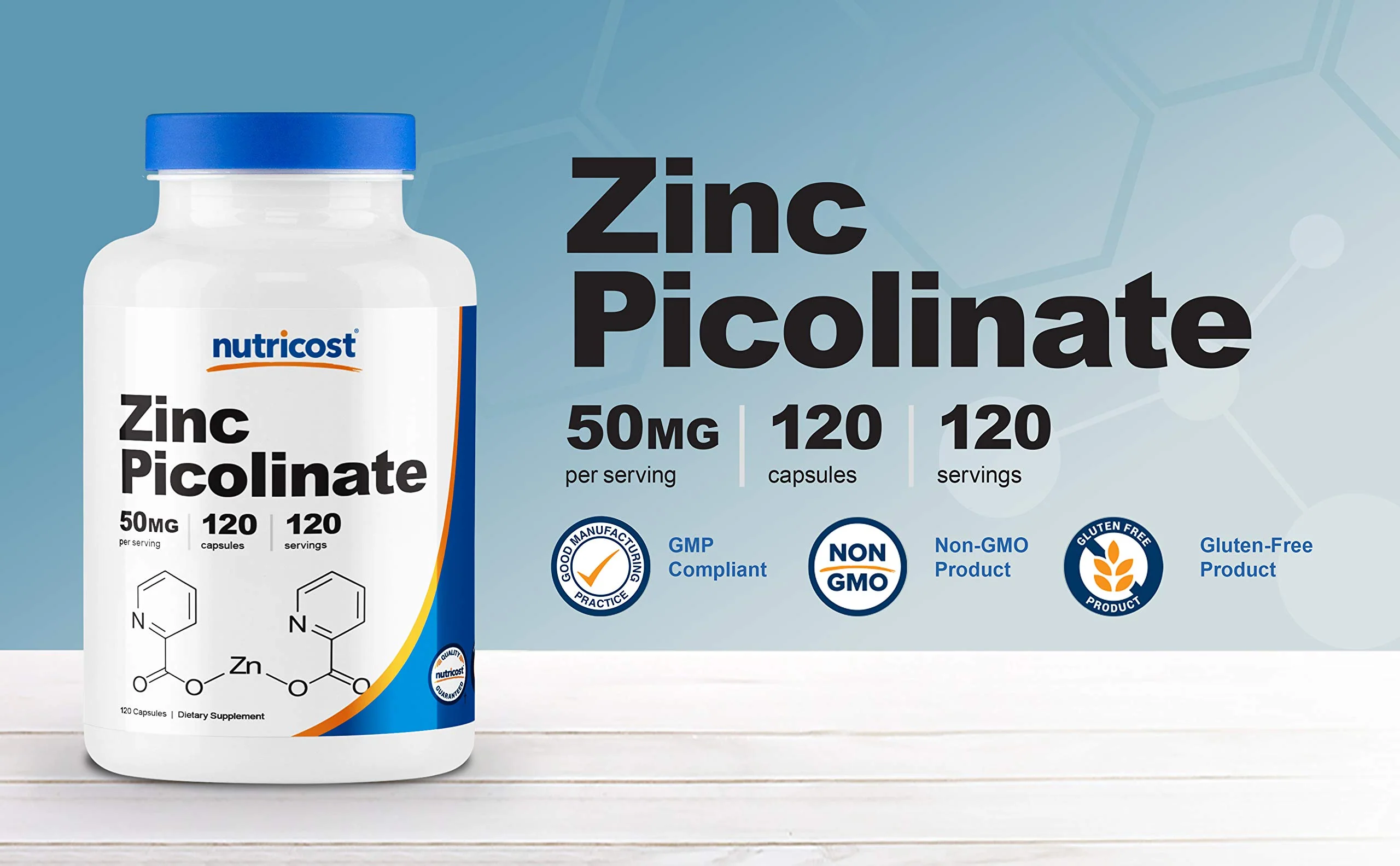 Nutricost Zinc Picolinate 50mg, 120 Vegetarian Capsules - Gluten Free and Non-GMO - Image 5