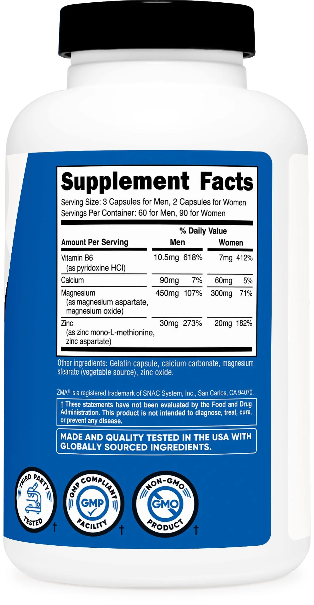 Nutricost ZMA 180 Capsules - Non-GMO and Gluten Free ZMA Supplement - Image 2
