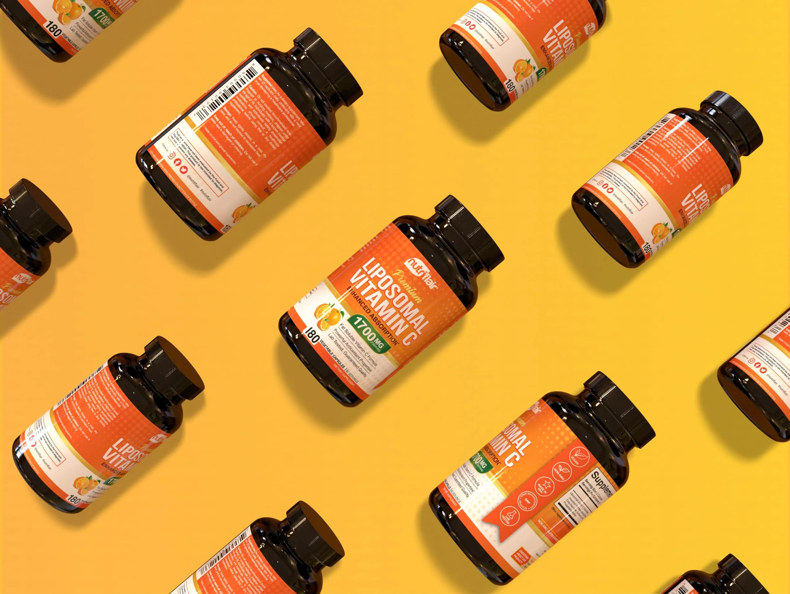 NutriFlair Liposomal Vitamin C 1700mg, 180 Capsules - High Absorption, Fat Soluble VIT C, Higher Bioavailability Immune System Support & Collagen Booster, Non-GMO, Vegan Pills - Image 4