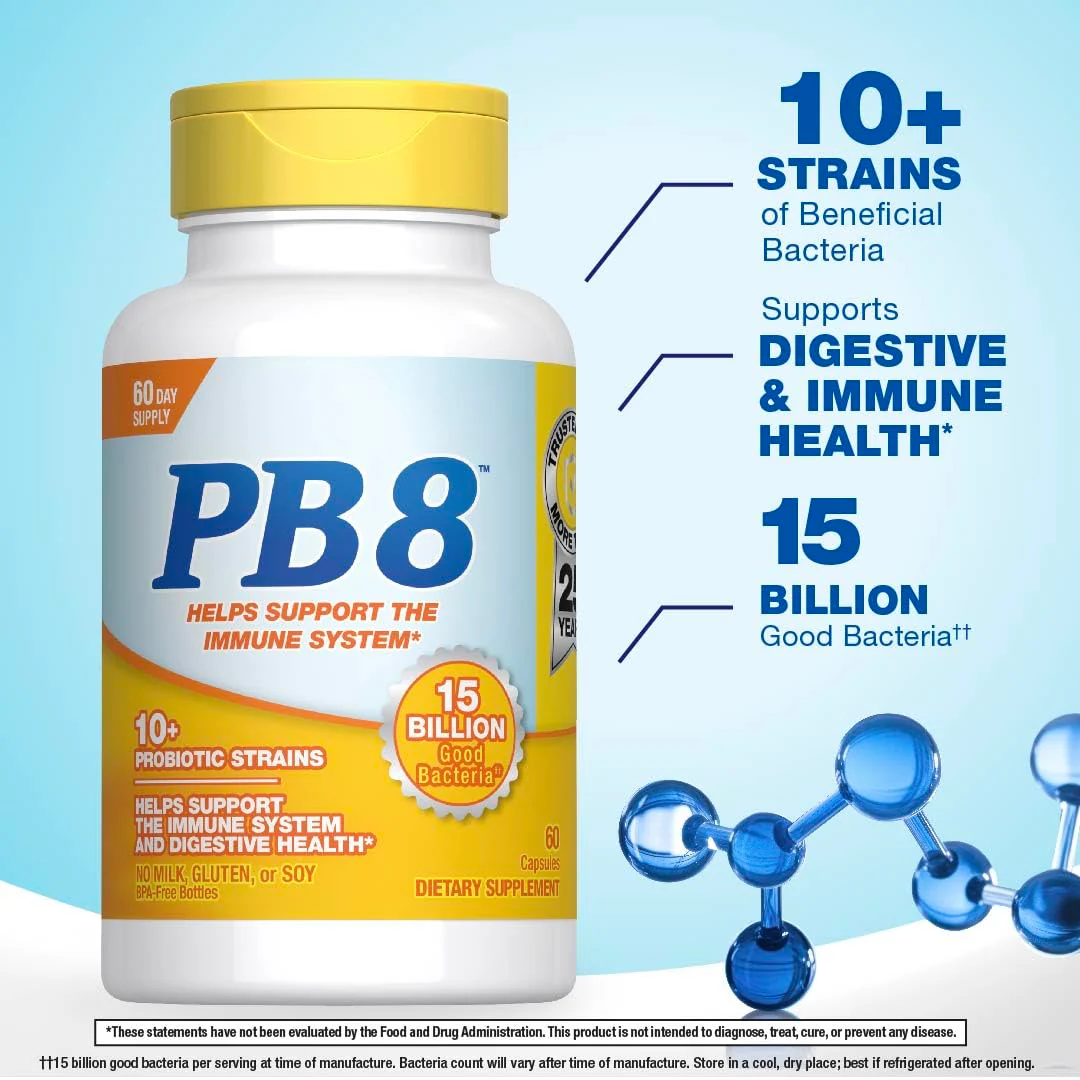 Nutrition Now PB 8 Probiotic Immune System and Digestive Support* Dietary Supplement, 60 Count - Image 3