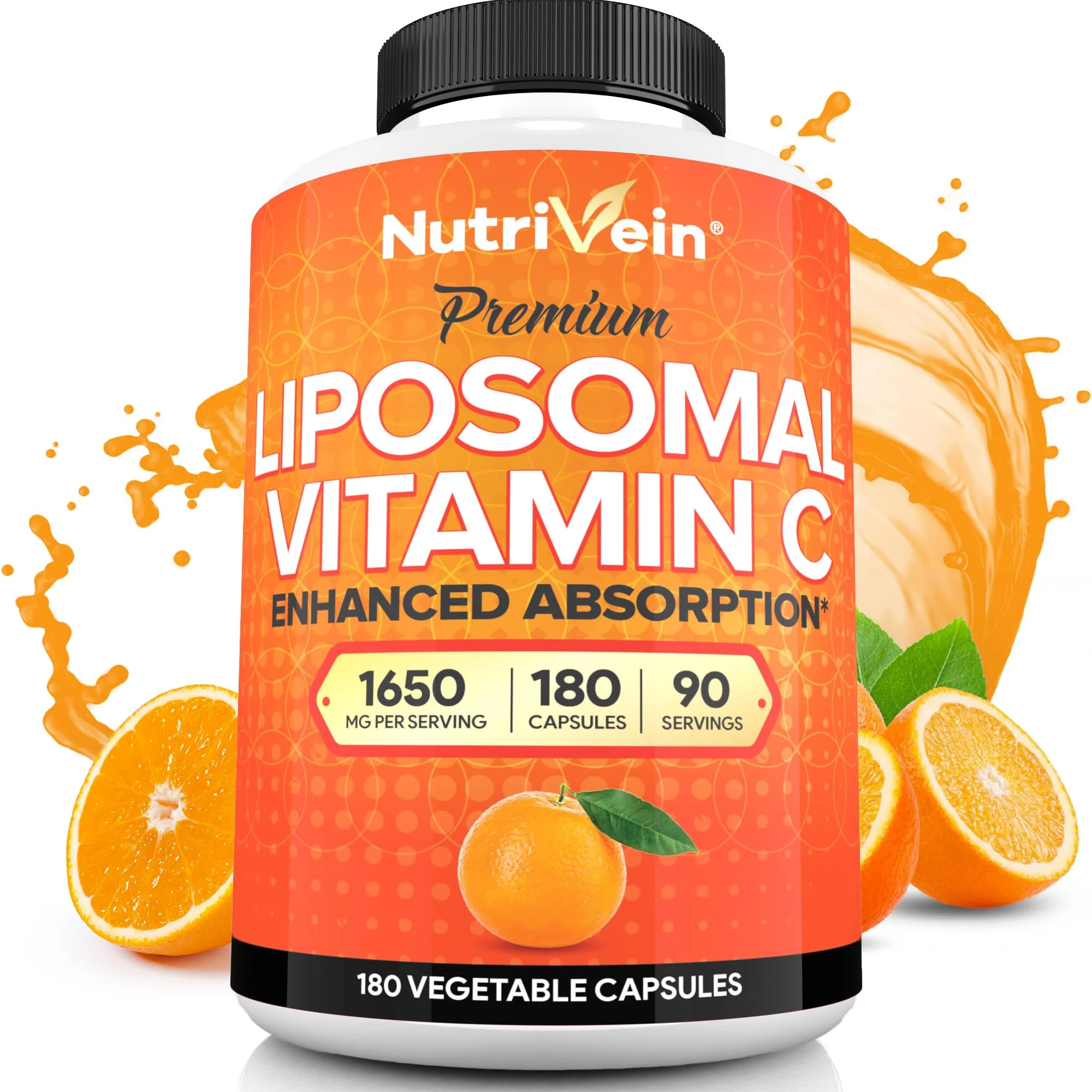 Nutrivein Premium Liposomal Vitamin C Supplement 1650mg - 180 Caps: High-Absorption High Dose Vitamin C Capsules for Whole-Body Defenses & Overall Well-Being - Image 8