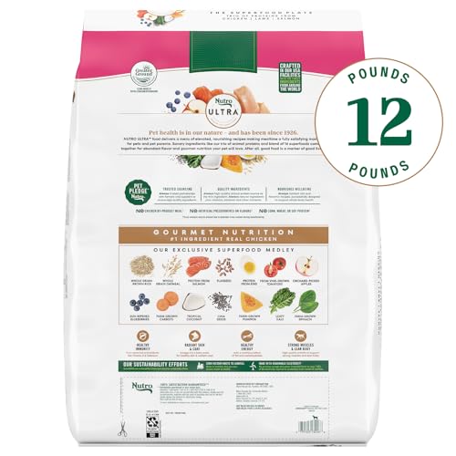 Nutro Ultra Adult Weight Management Small Breed Dry Dog Food, Adult Dog Food Dry Chicken, Lamb and Salmon Protein Trio Recipe, 12 lb. Bag - Image 12
