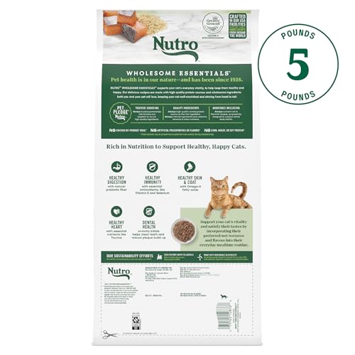 Nutro Wholesome Essentials Dry Cat Food, Adult Cat Food Dry Salmon & Brown Rice Recipe, 5 lb. Bag - Image 10
