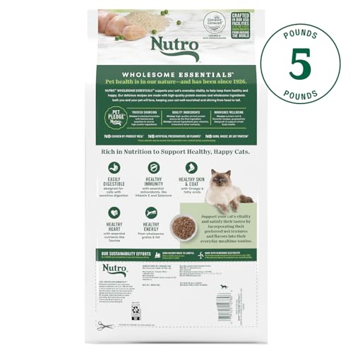 Nutro Wholesome Essentials Natural Dry Cat Food Sensitive Stomach, Chicken, Rice & Peas Recipe Cat Kibble, 5 lb. Bag - Image 9