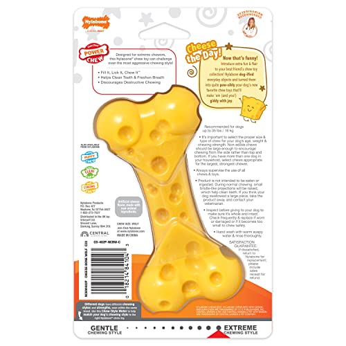 Nylabone Cheese Bone Power Chew Toy for Dogs, Cute Dog Toys for Aggressive Chewers, Cheese Flavor, Medium Dogs - Up to 35 lbs, 1 Count - Image 4