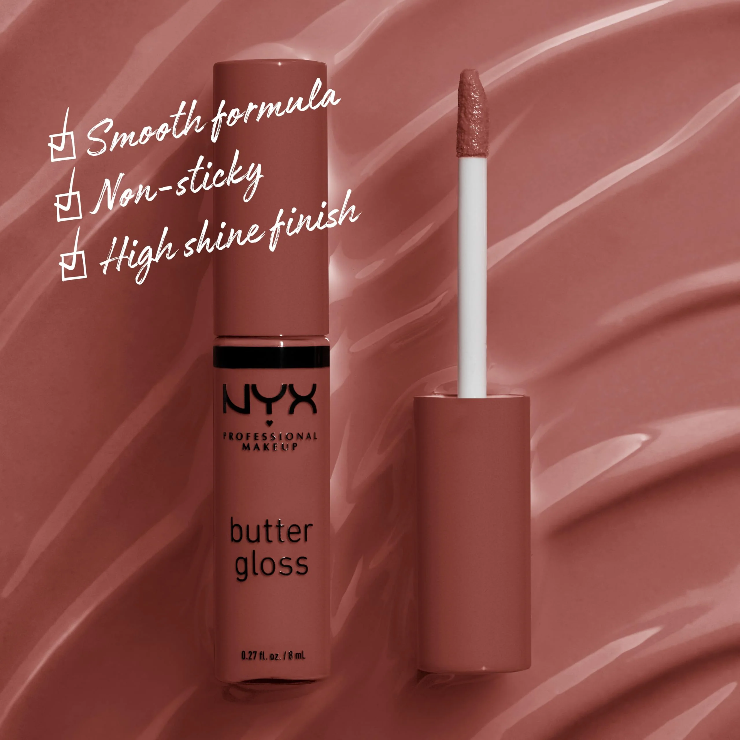 NYX PROFESSIONAL MAKEUP Butter Gloss, Non-Sticky Lip Gloss - Praline (Deep Nude) - Image 9