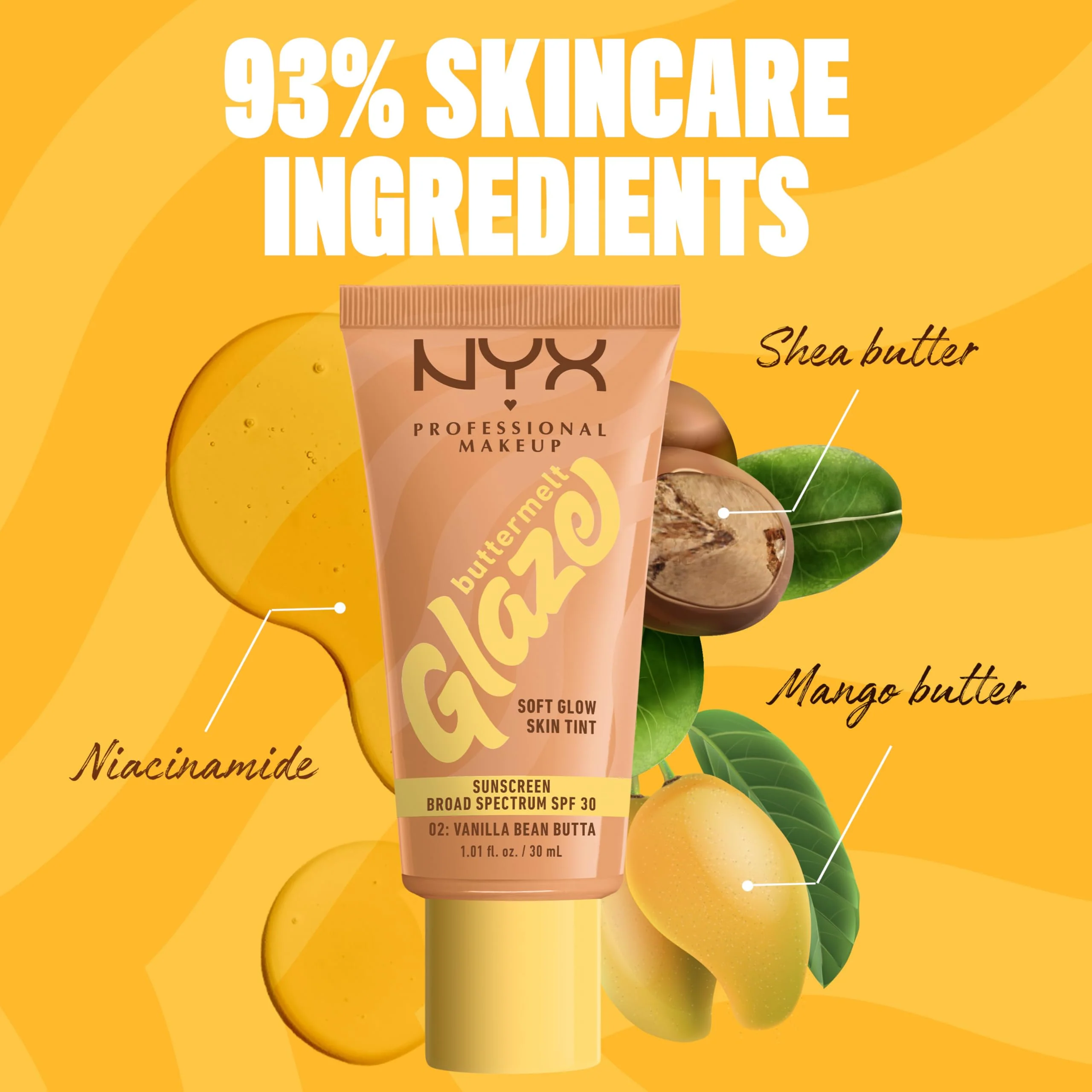 NYX PROFESSIONAL MAKEUP Buttermelt Glaze Soft Glow Skin Tint + SPF 30, Up To 12HR Wear, 02 Vanilla Bean Butta - Image 5