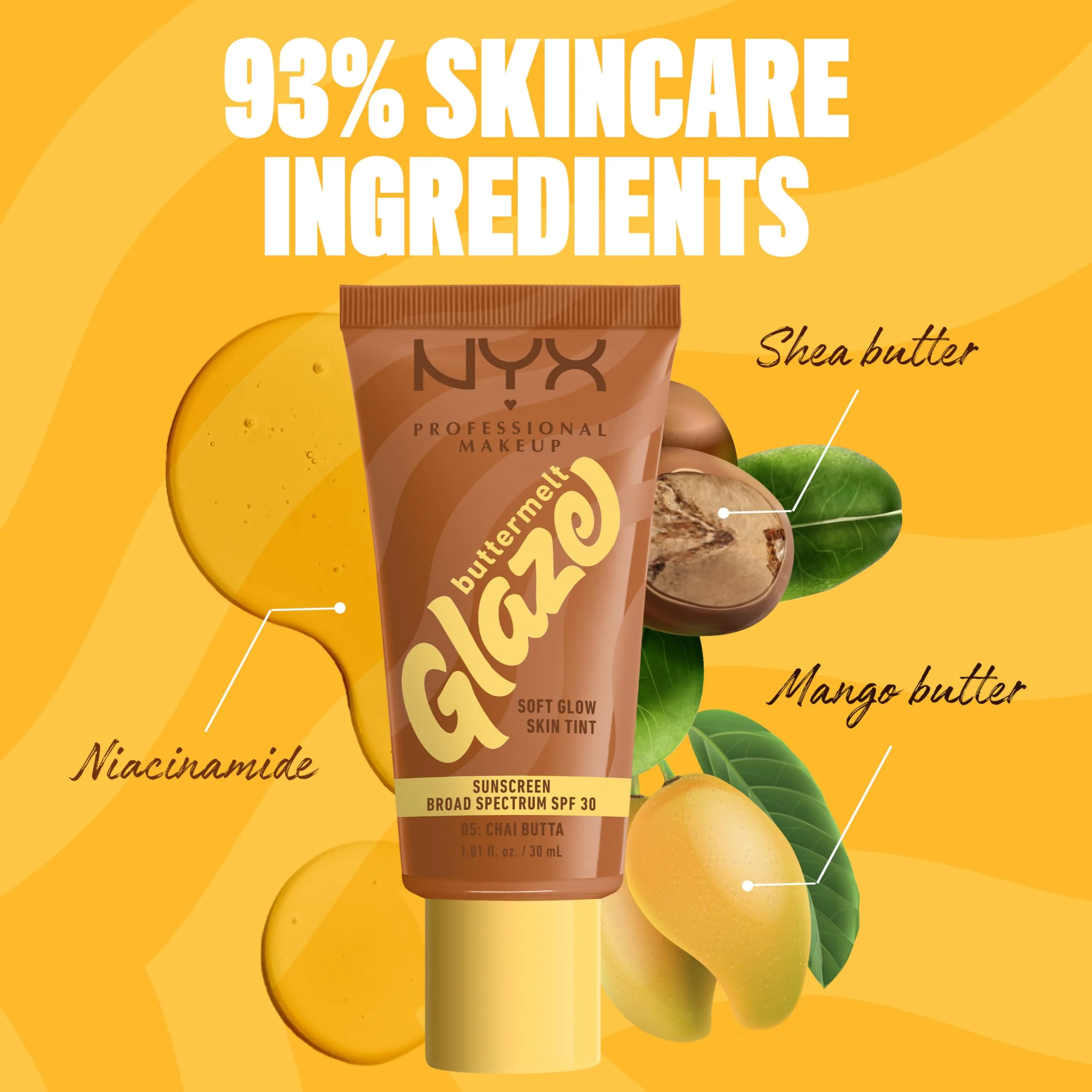 NYX PROFESSIONAL MAKEUP Buttermelt Glaze Soft Glow Skin Tint + SPF 30, Up To 12HR Wear, 05 Chai Butta - Image 6