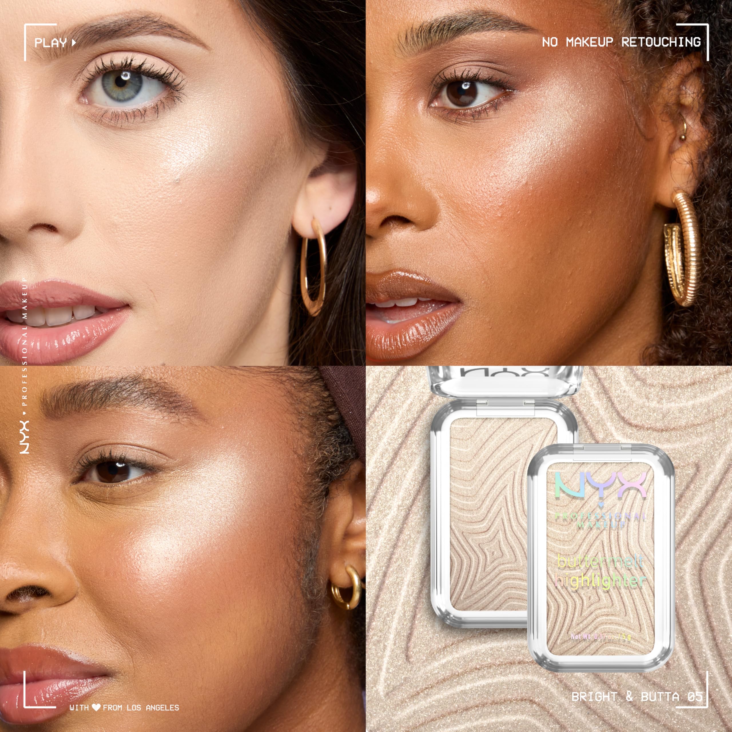 NYX PROFESSIONAL MAKEUP Buttermelt Highlighter, Powder Highlighter Makeup, With Up to 12H Wear and High Impact Glow - 05 Bright and Butta (Light Champagne) - Image 10