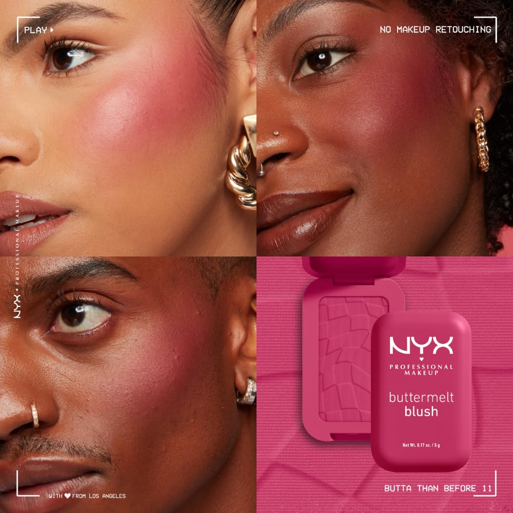 NYX PROFESSIONAL MAKEUP Buttermelt Powder Blush, Fade and Transfer-Resistant Blush, Up to 12HR Make Up Wear, Vegan Formula - Butta Than Before - Image 8