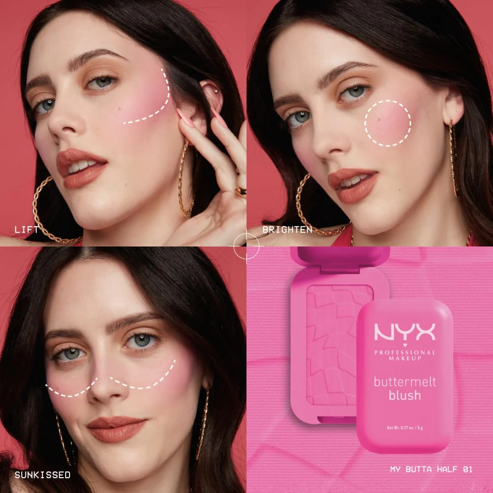 NYX PROFESSIONAL MAKEUP Buttermelt Powder Blush, Fade and Transfer-Resistant Blush, Up to 12HR Make Up Wear, Vegan Formula - My Butta Half - Image 9