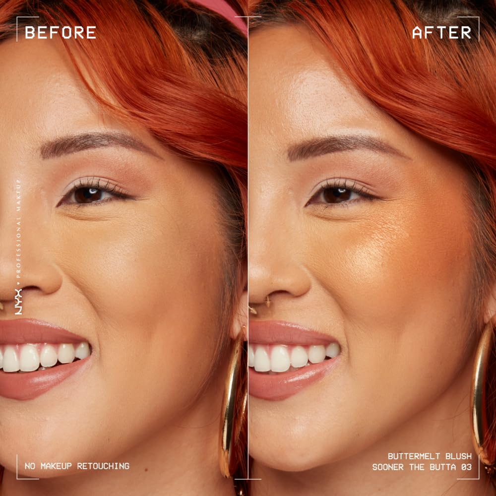 NYX PROFESSIONAL MAKEUP Buttermelt Powder Blush, Fade and Transfer-Resistant Blush, Up to 12HR Make Up Wear, Vegan Formula - Sooner The Butta - Image 11
