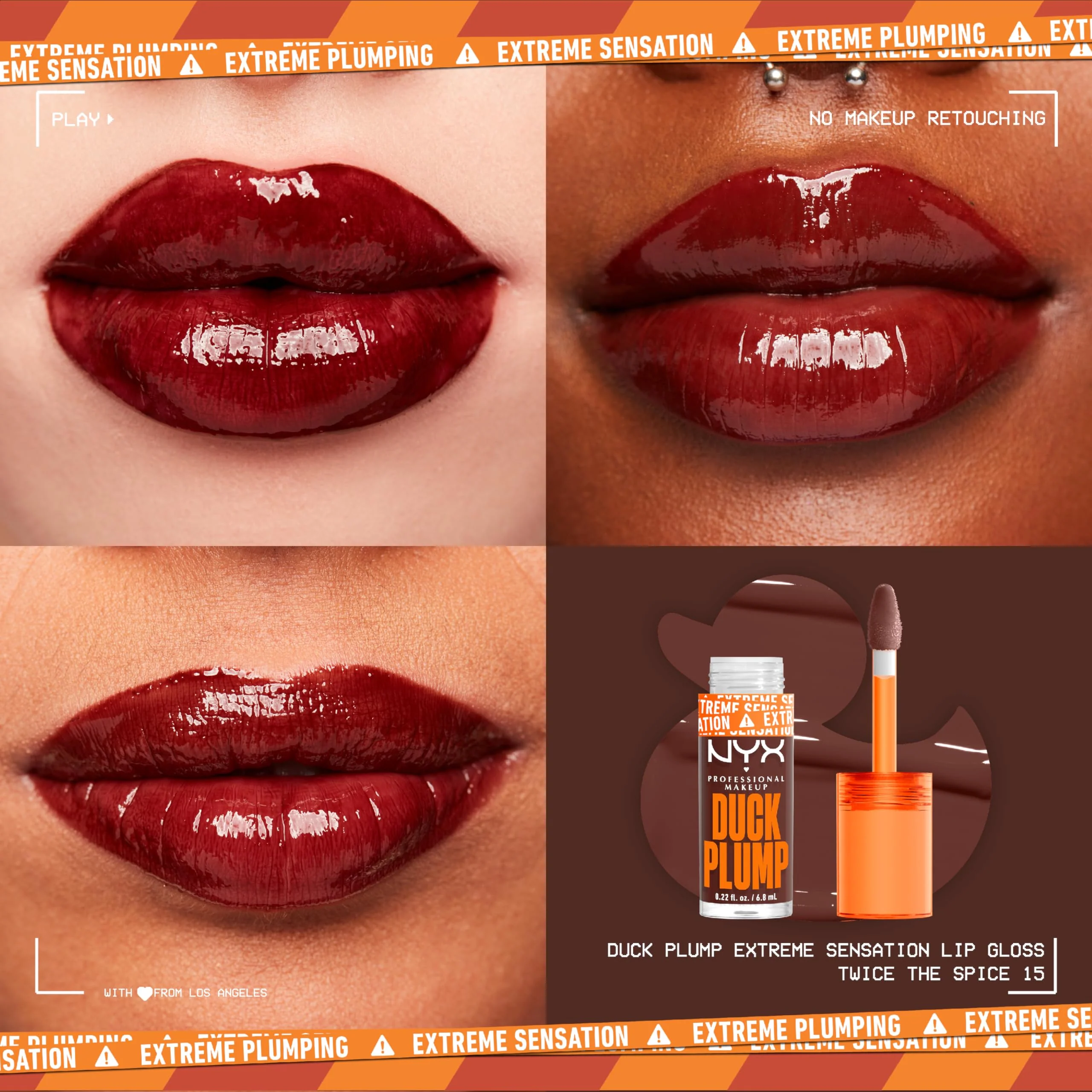NYX PROFESSIONAL MAKEUP Duck Plump High Pigment Plumping Lip Gloss with Spicy Ginger, Vegan Lip Makeup - Twice The Spice (Spiced Red) - Image 6