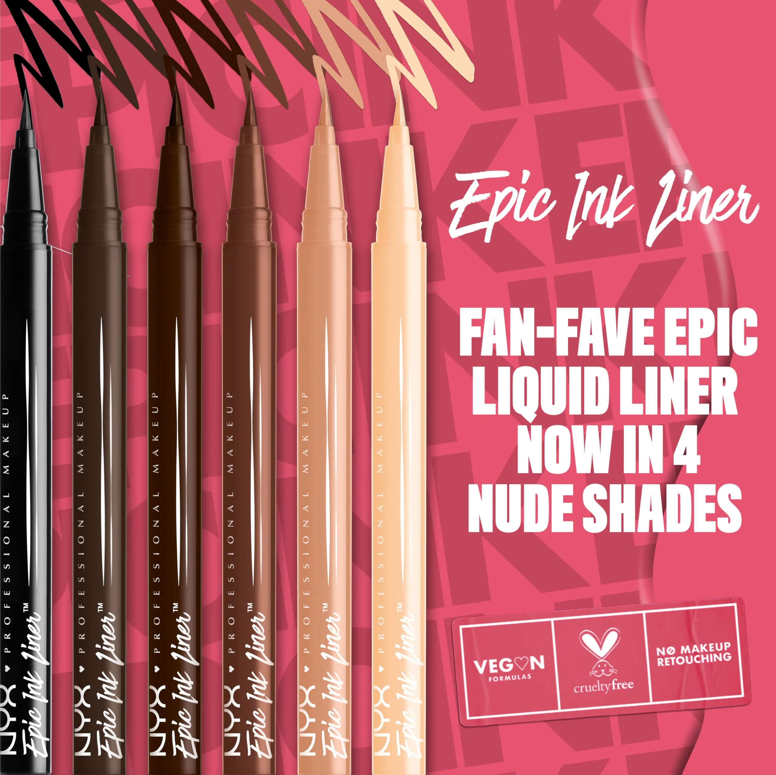 NYX PROFESSIONAL MAKEUP Epic Ink Liner, Waterproof Liquid Eyeliner with Vegan Formula - Dark Chocolate (Dark Brown Matte) - Image 7