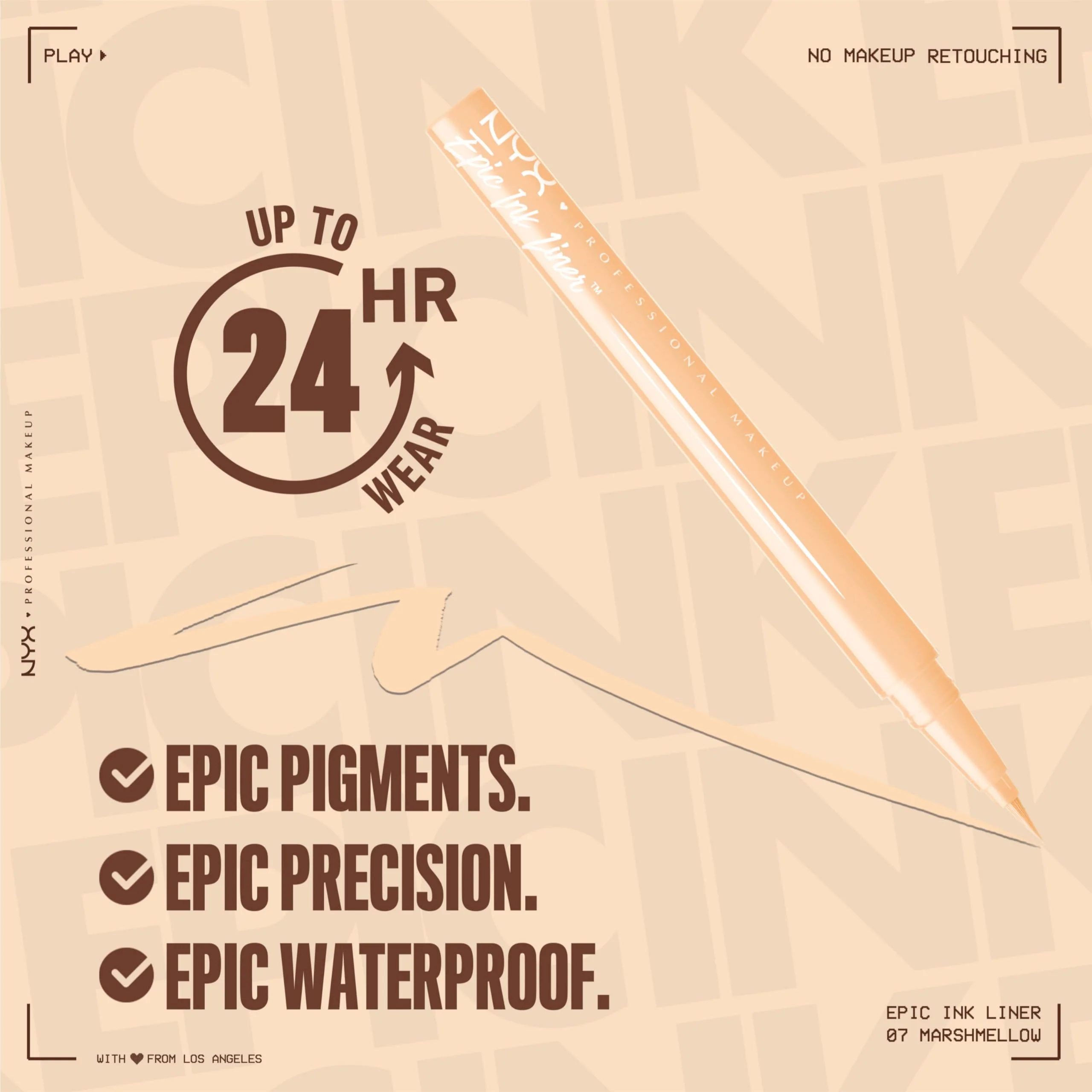NYX PROFESSIONAL MAKEUP Epic Ink Liner, Waterproof Liquid Eyeliner with Vegan Formula - Marshmallow (Cream Matte) - Image 6